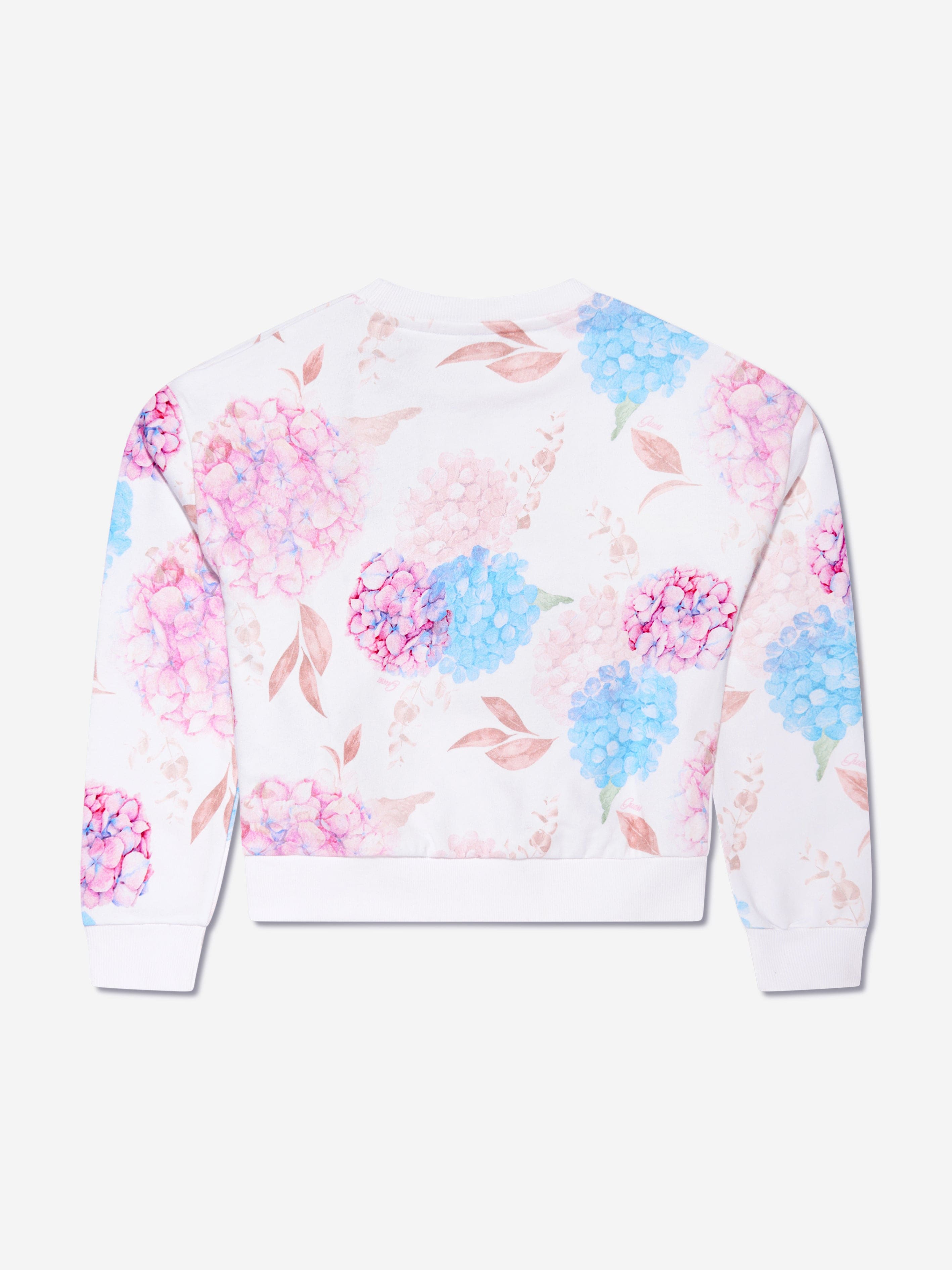 Guess Girls Floral Print Sweatshirt in White