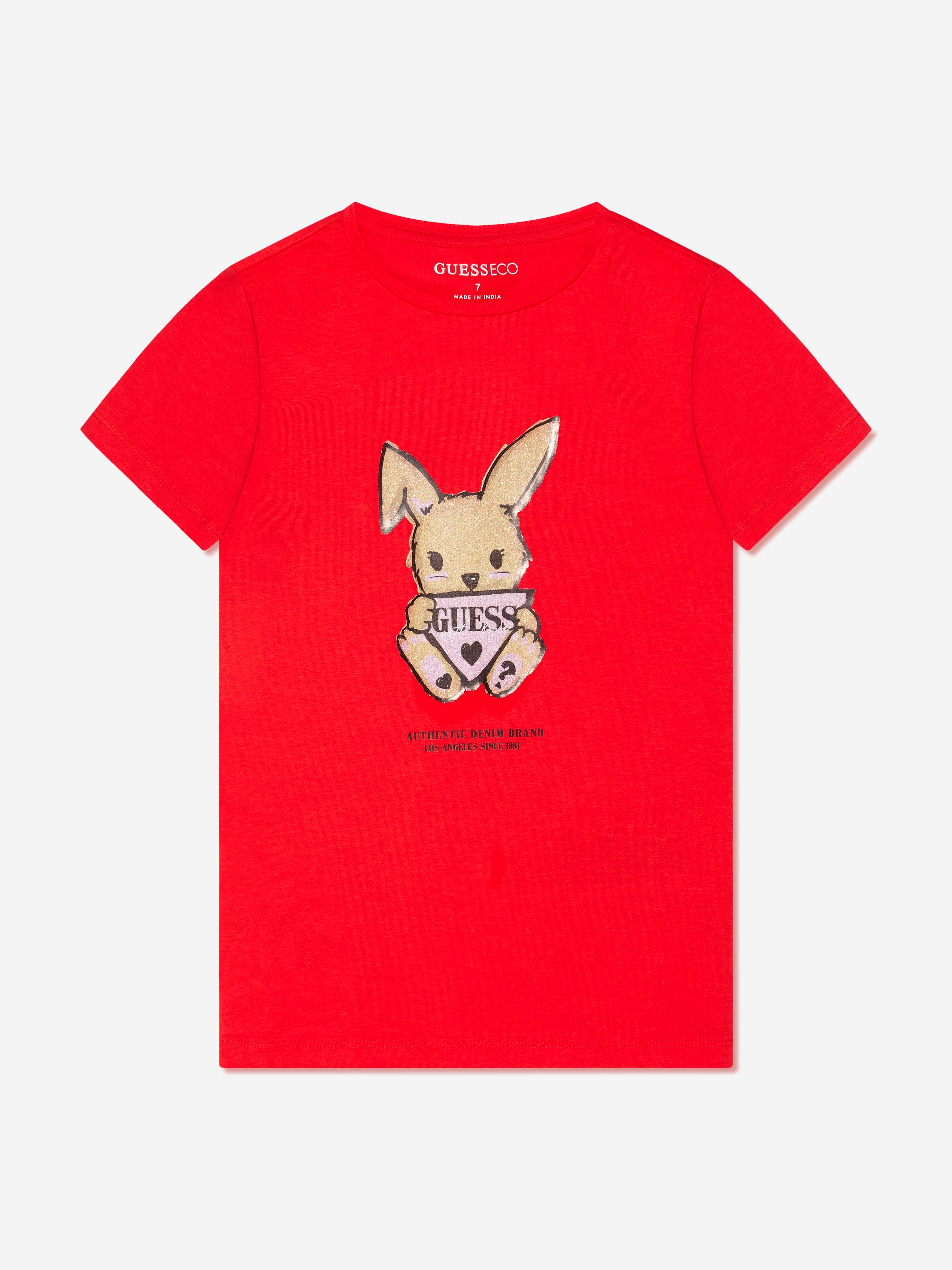 Guess Girls Bunny Logo T-Shirt in Red