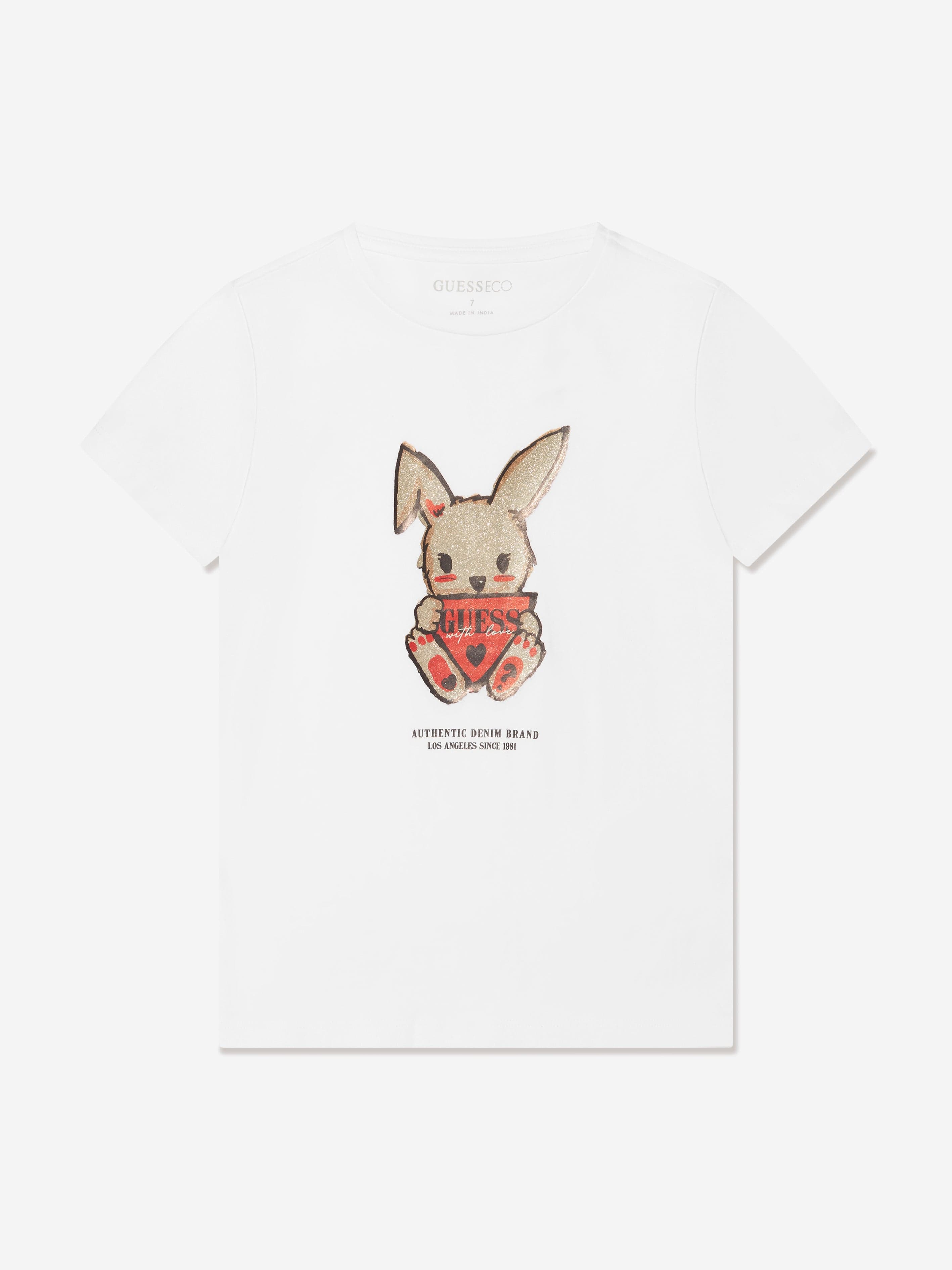 Guess Girls Bunny Logo T-Shirt in White