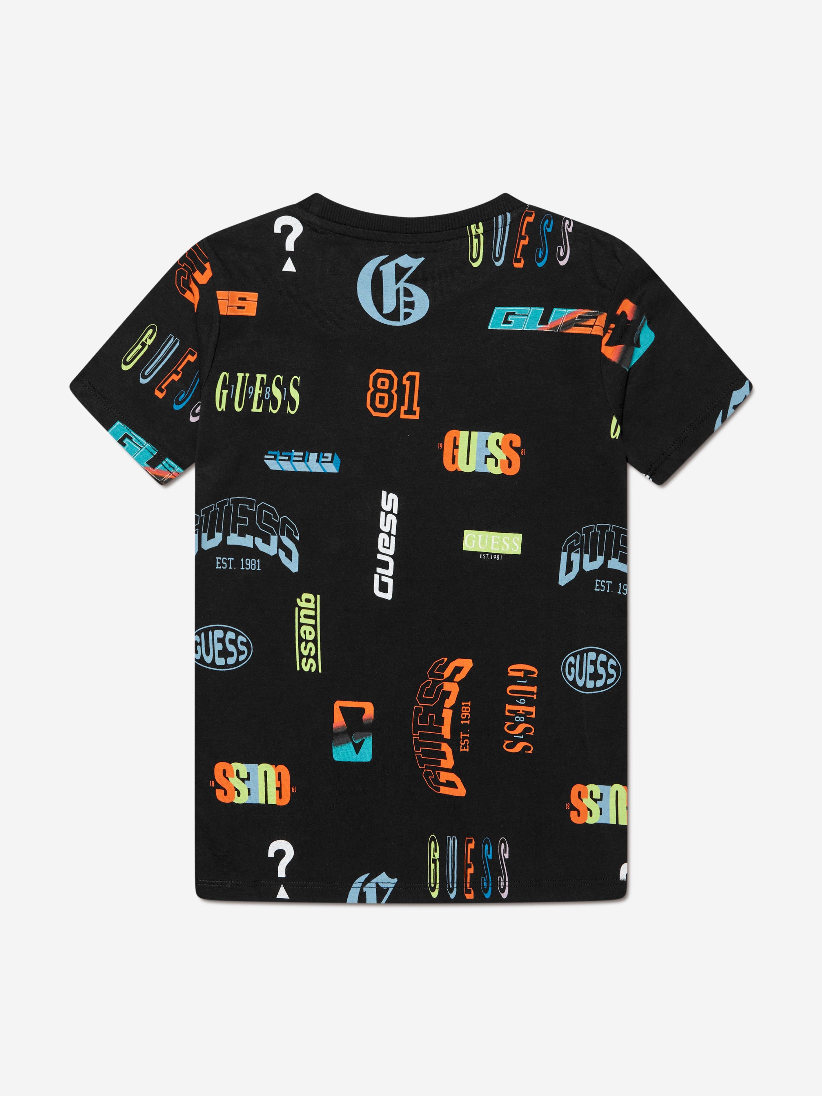 Guess Boys Logo Print T-Shirt in Black