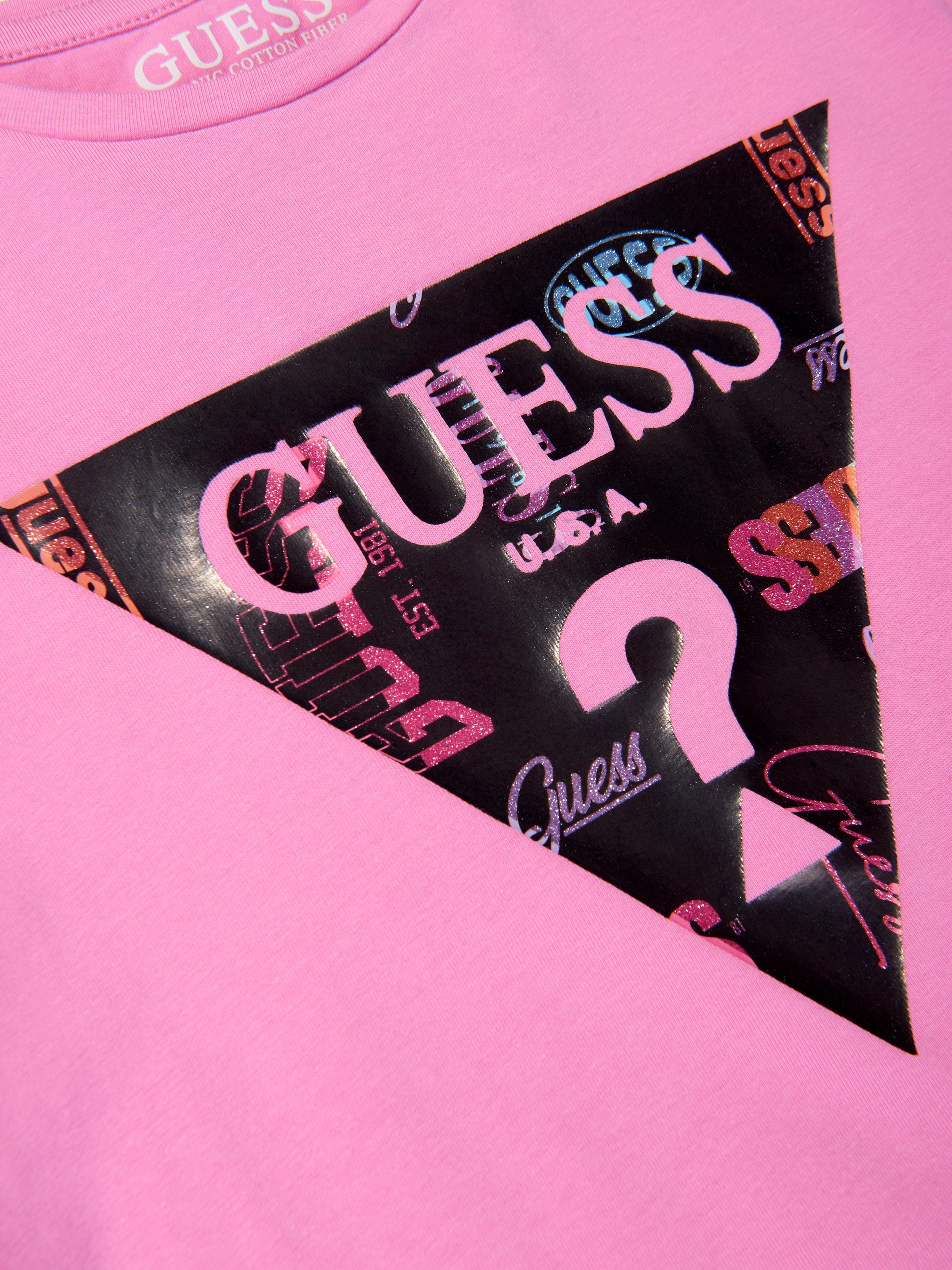 Guess Girls Logo T-Shirt in Pink