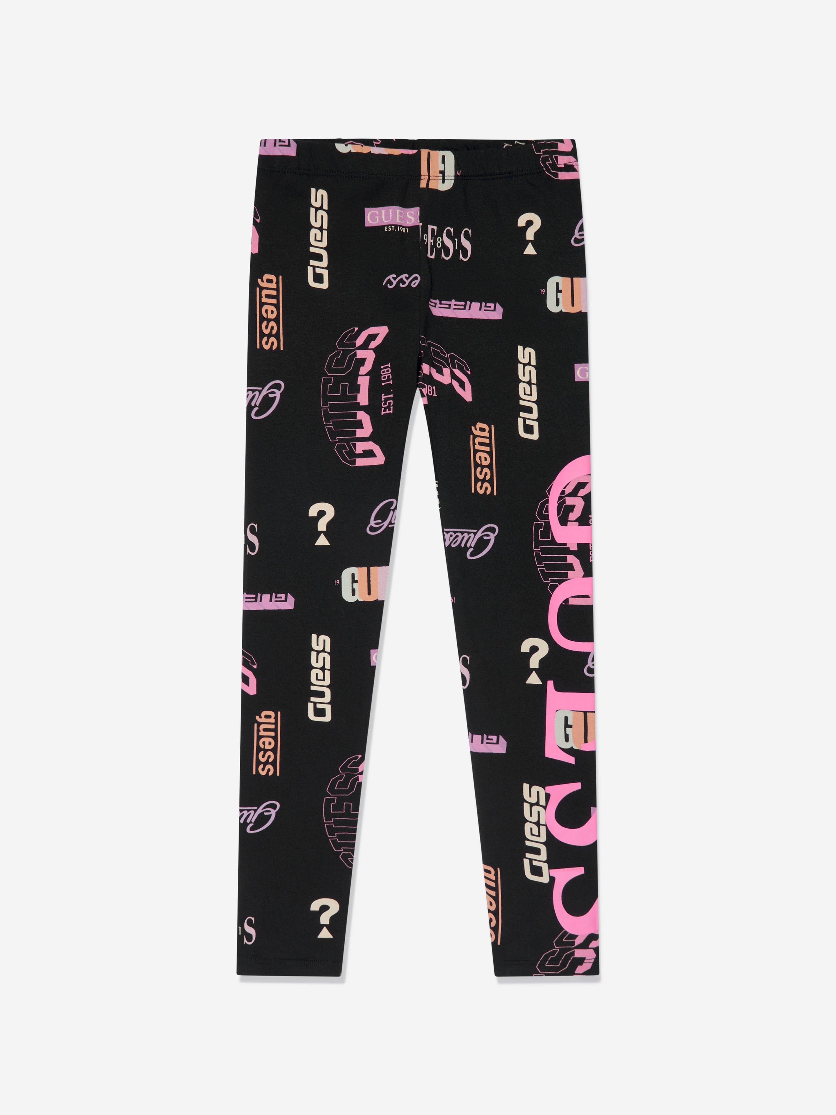 Guess Girls Logo Print Leggings in Black