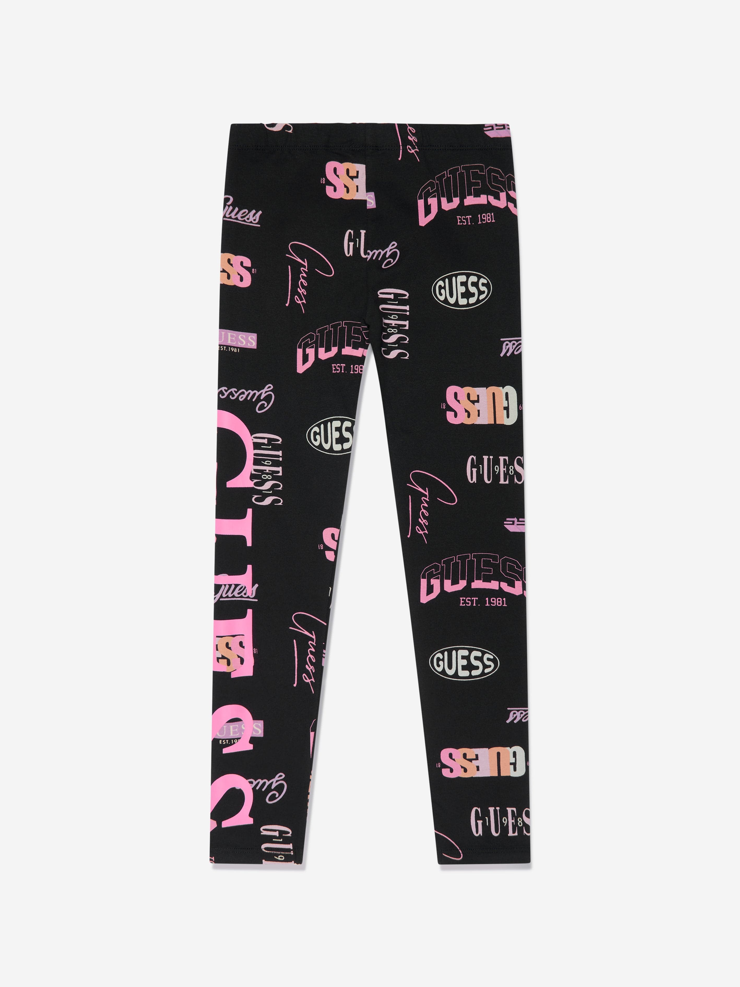 Guess Girls Logo Print Leggings in Black