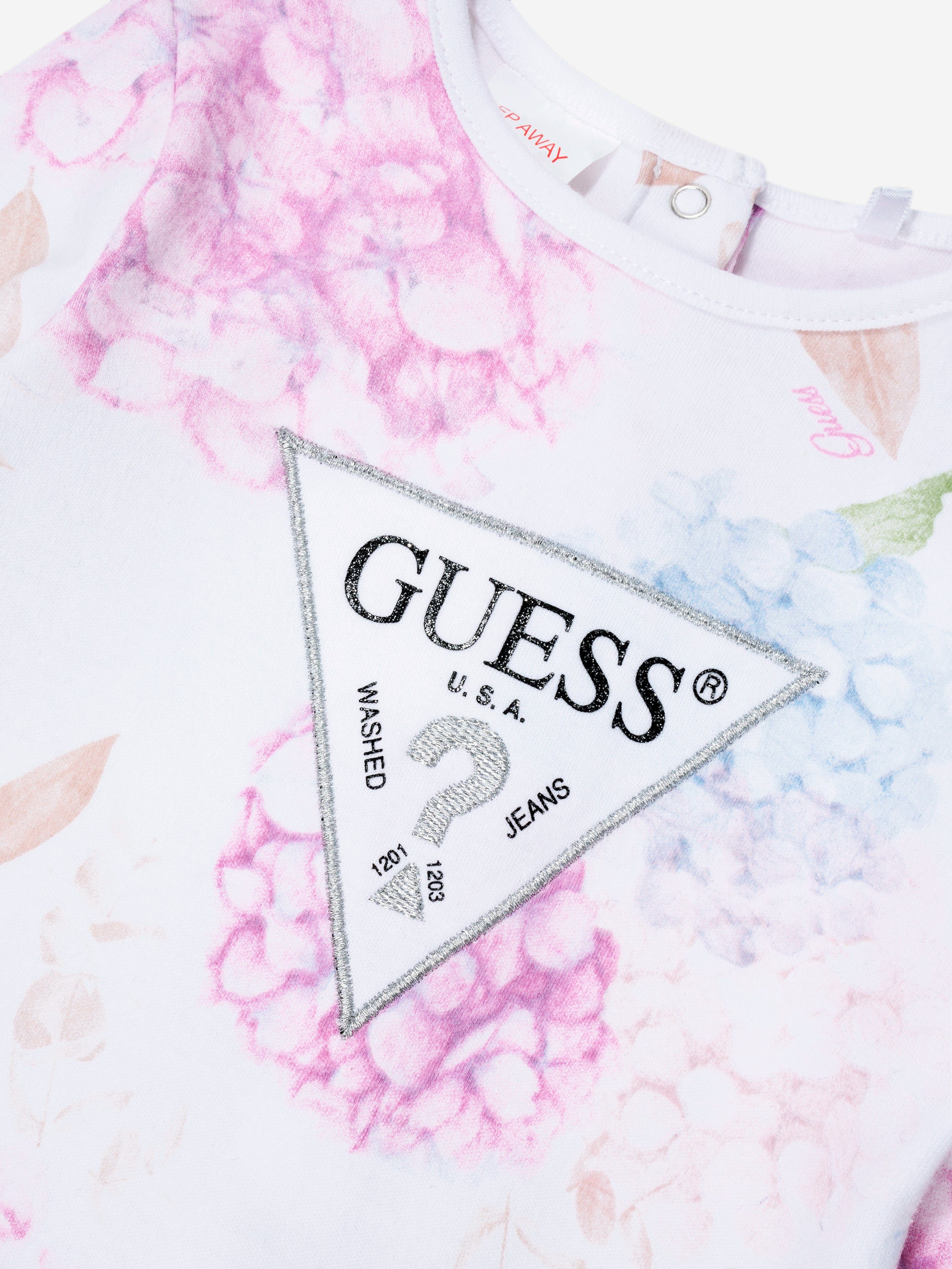 Guess Baby Girls Floral Print Babygrow in White