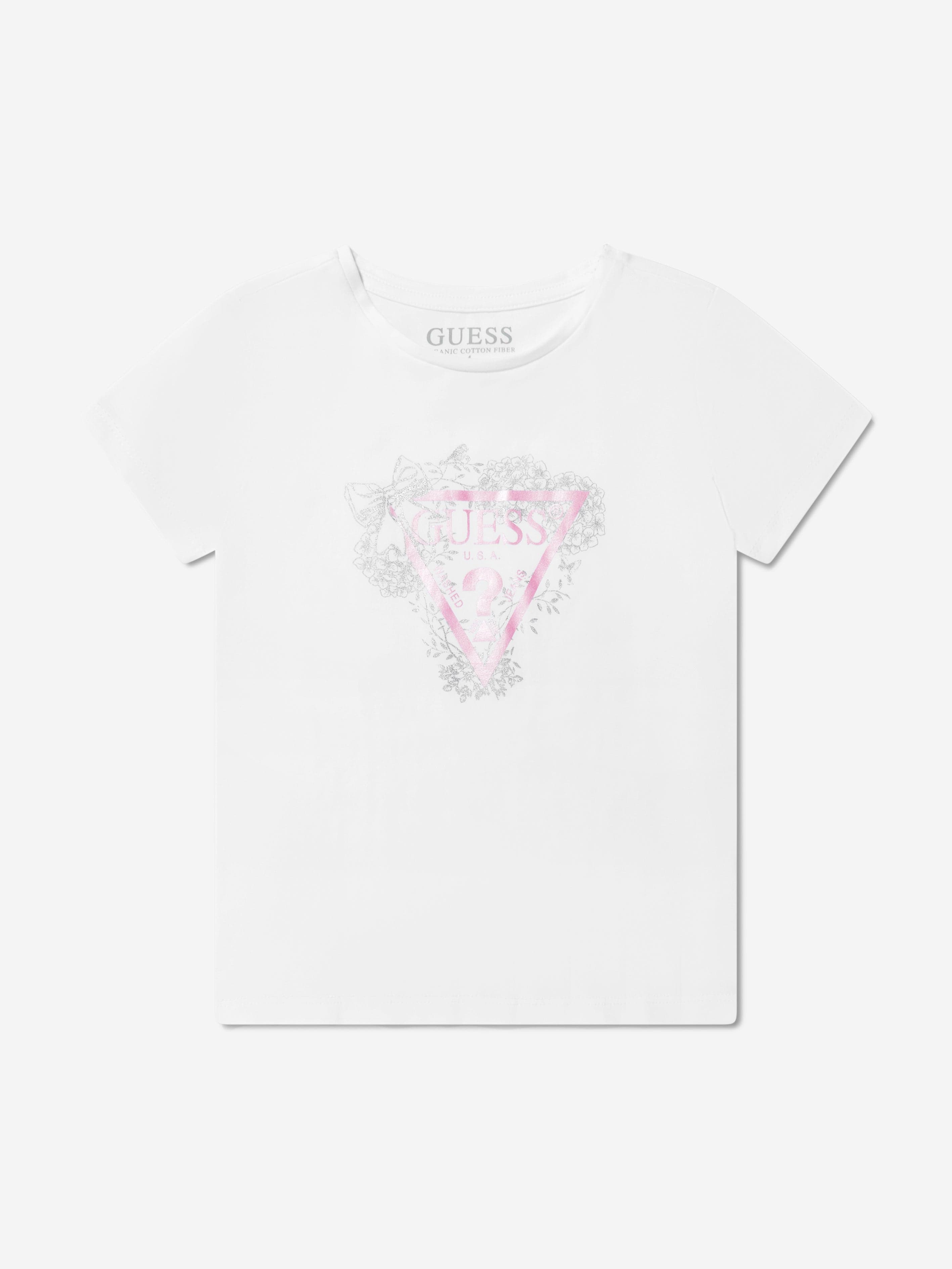 Guess Girls Logo T-Shirt in White