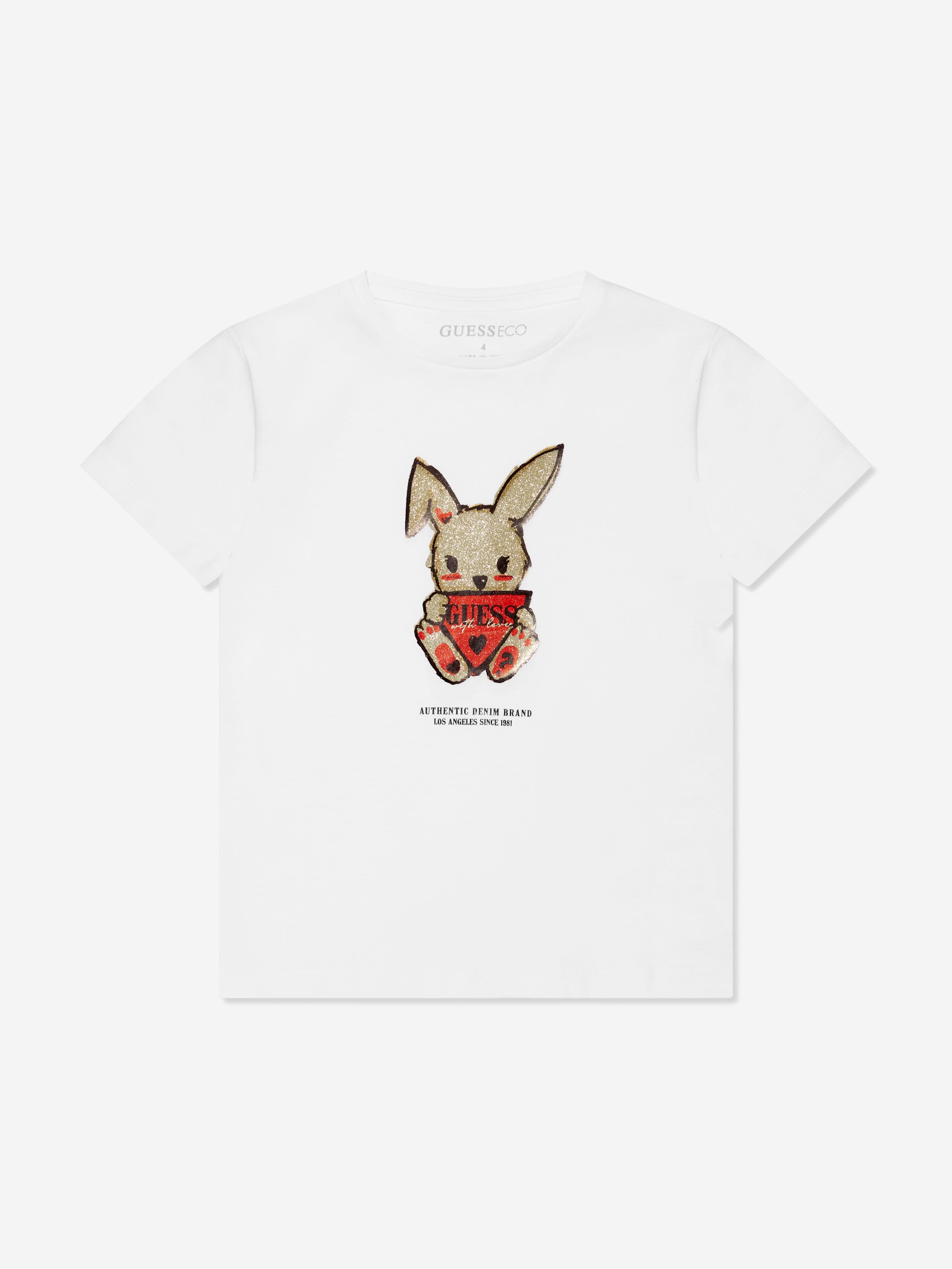 Guess Girls Bunny Logo T-Shirt in White