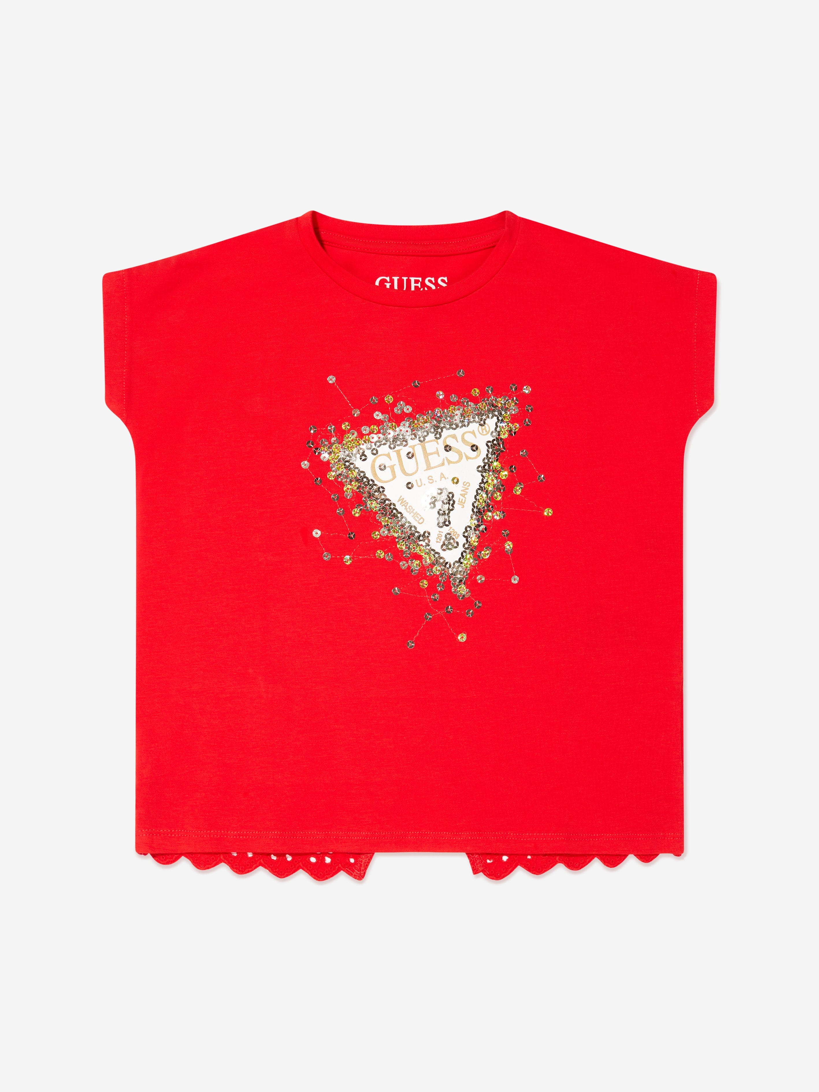 Guess Girls Logo T-Shirt in Red