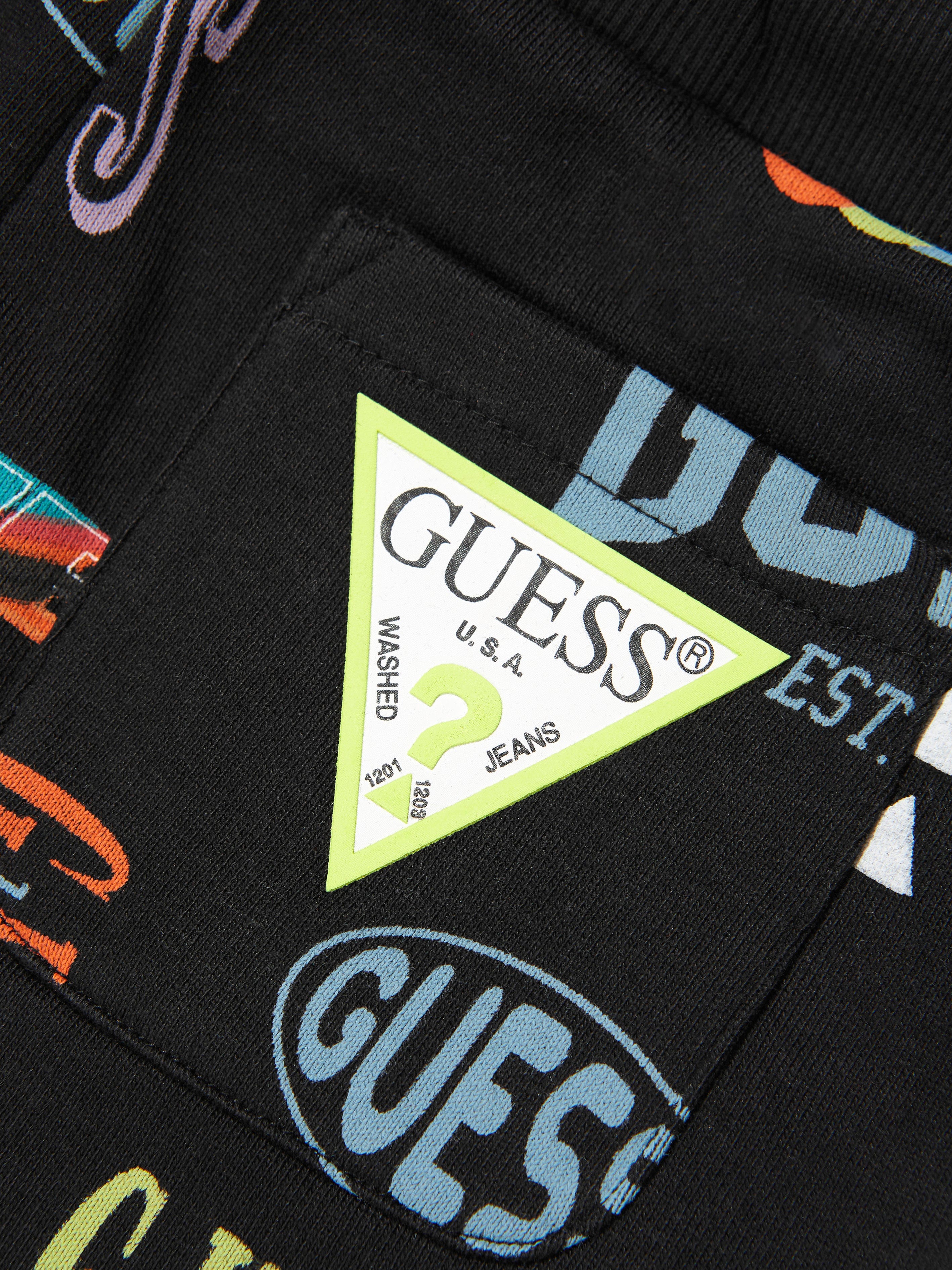 Guess Boys Logo Print Shorts in Black