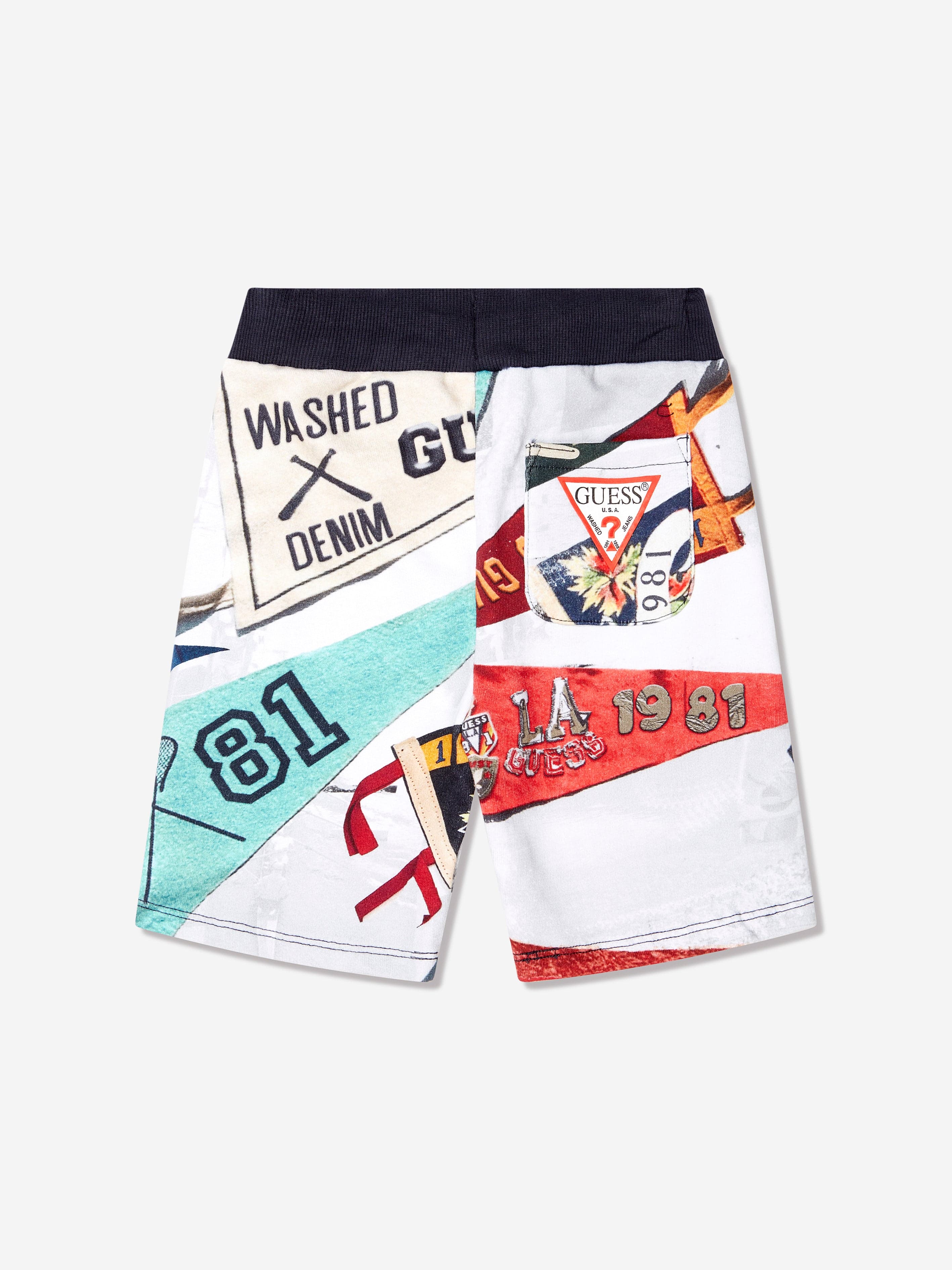 Guess Boys Flag Print Shorts in White