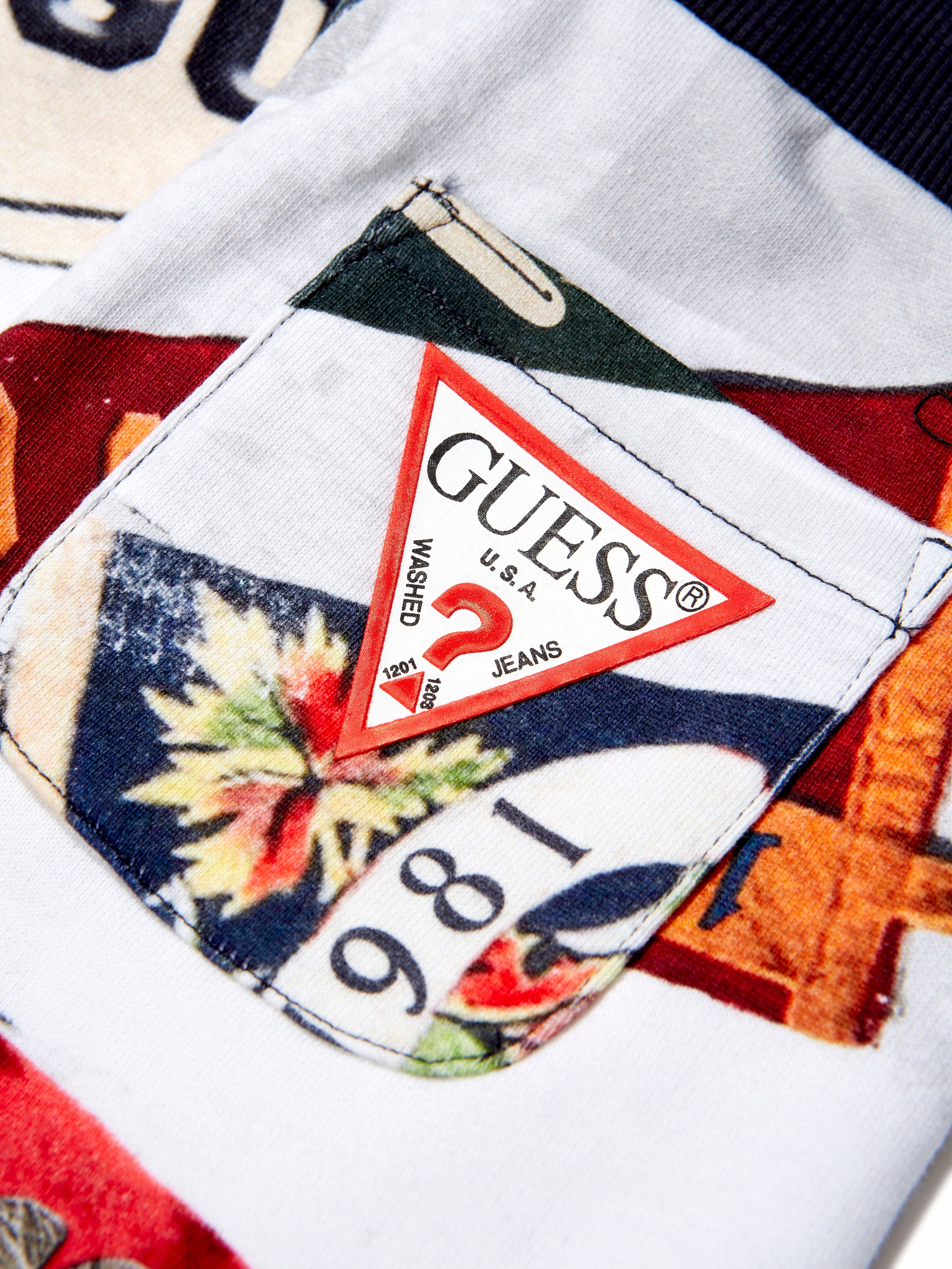 Guess Boys Flag Print Shorts in White