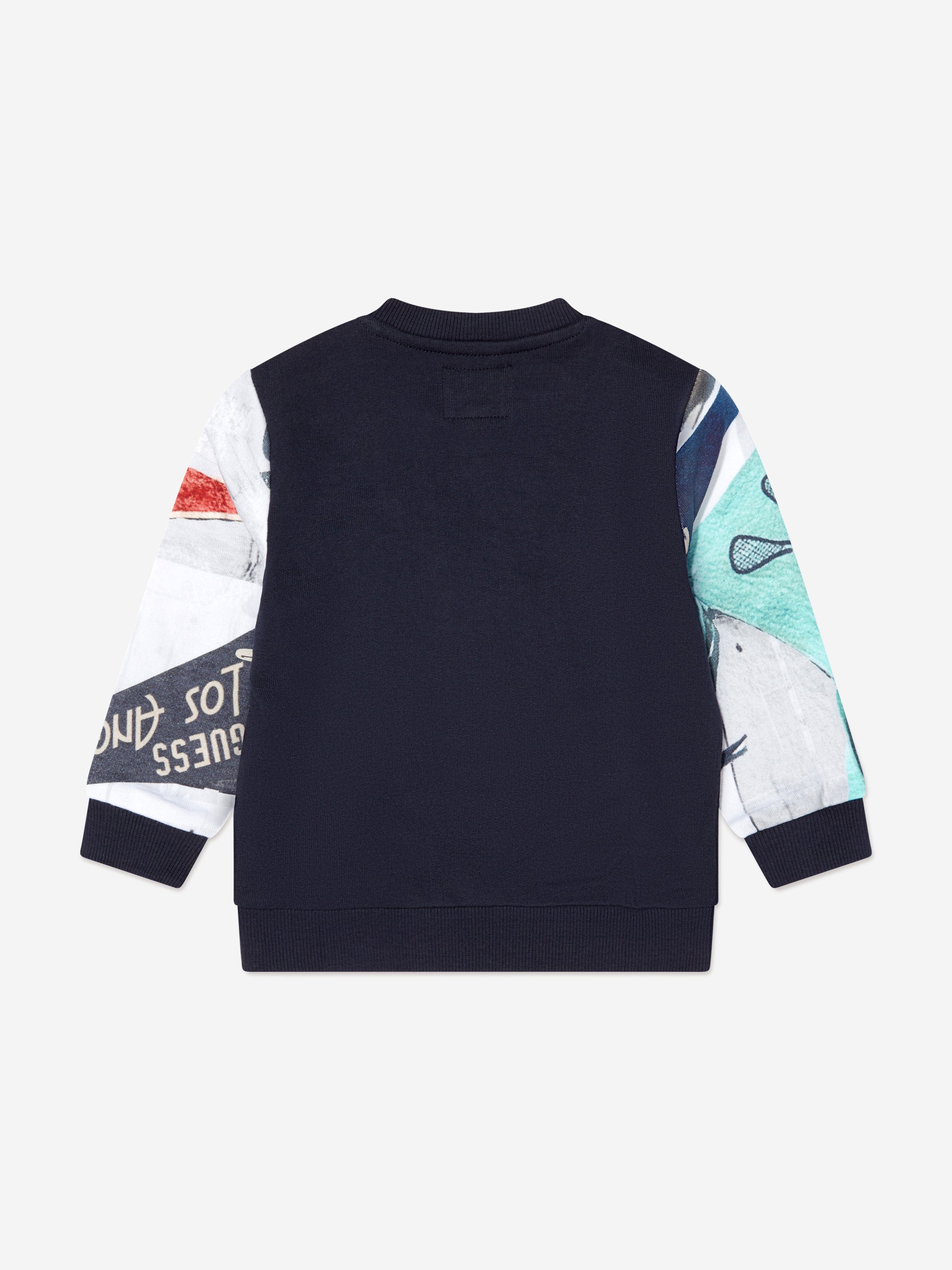 Guess Boys Flag Sleeve Logo Sweatshirt in Navy