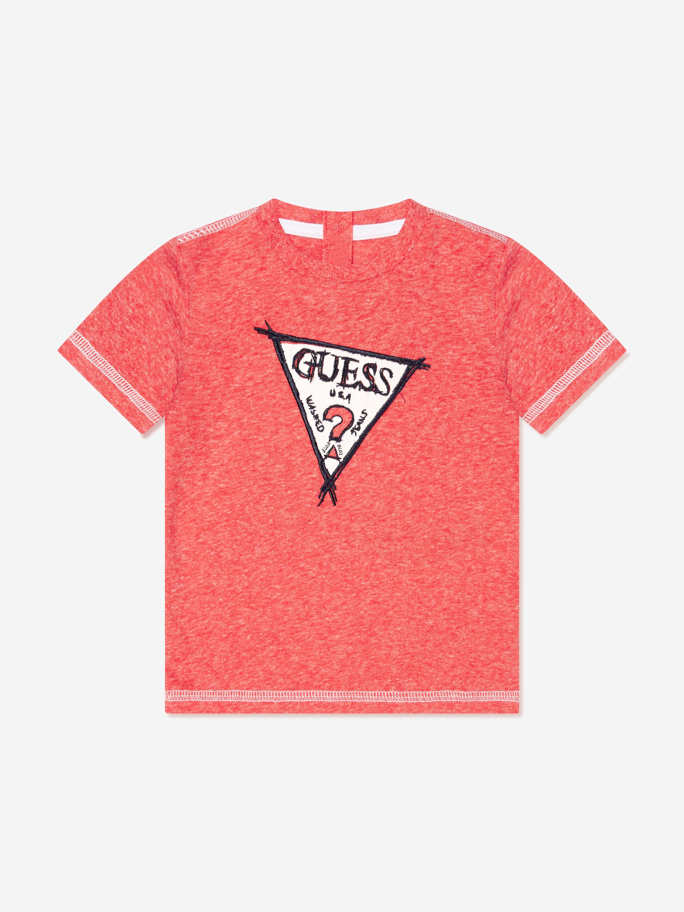 Guess Boys Logo Print T-Shirt in Red