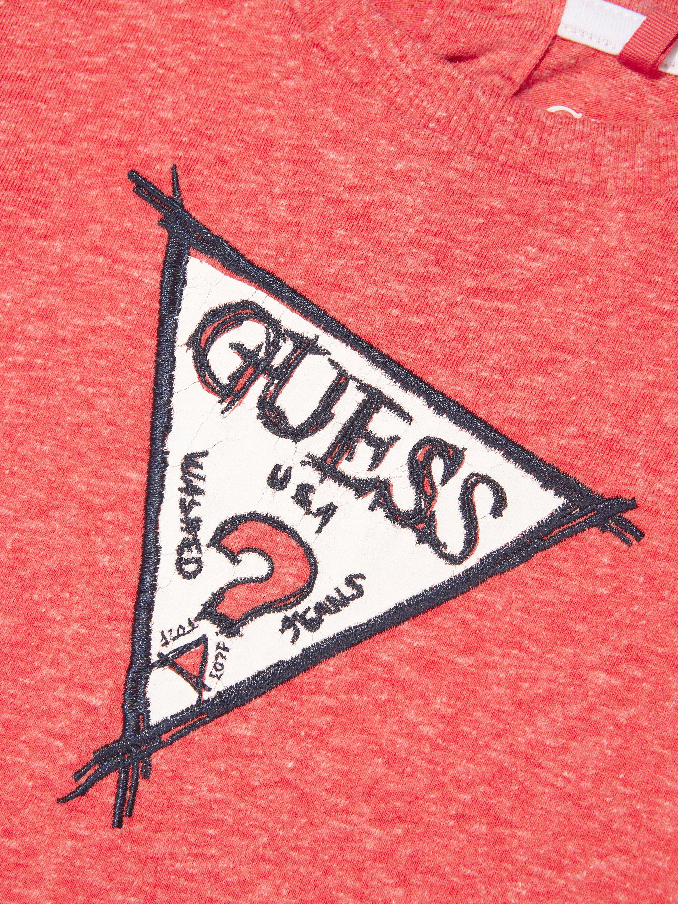 Guess Boys Logo Print T-Shirt in Red