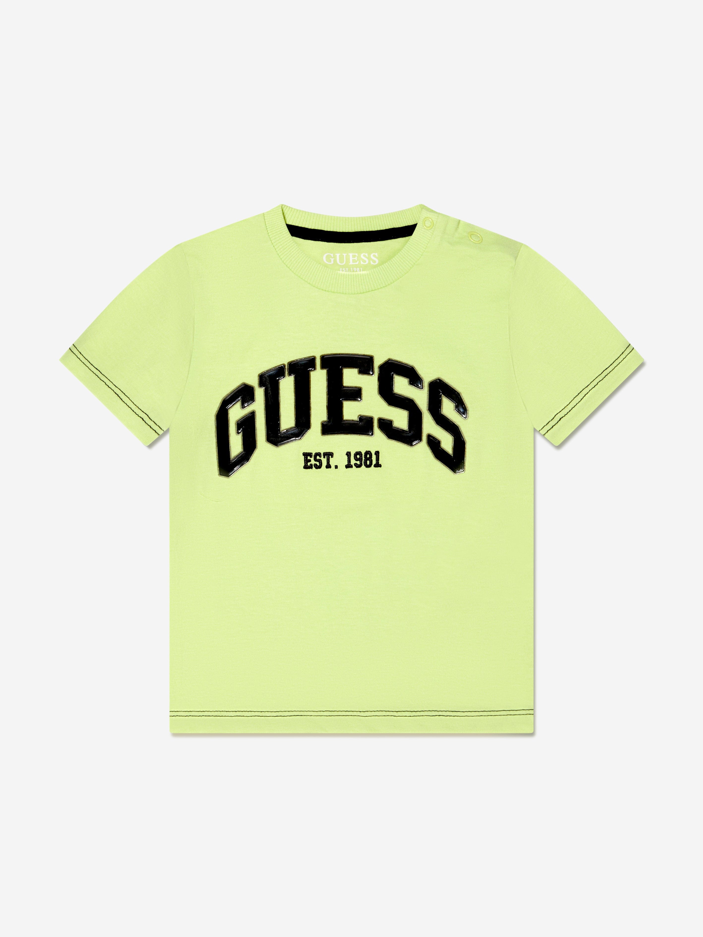 Guess Boys Logo T-Shirt in Lime