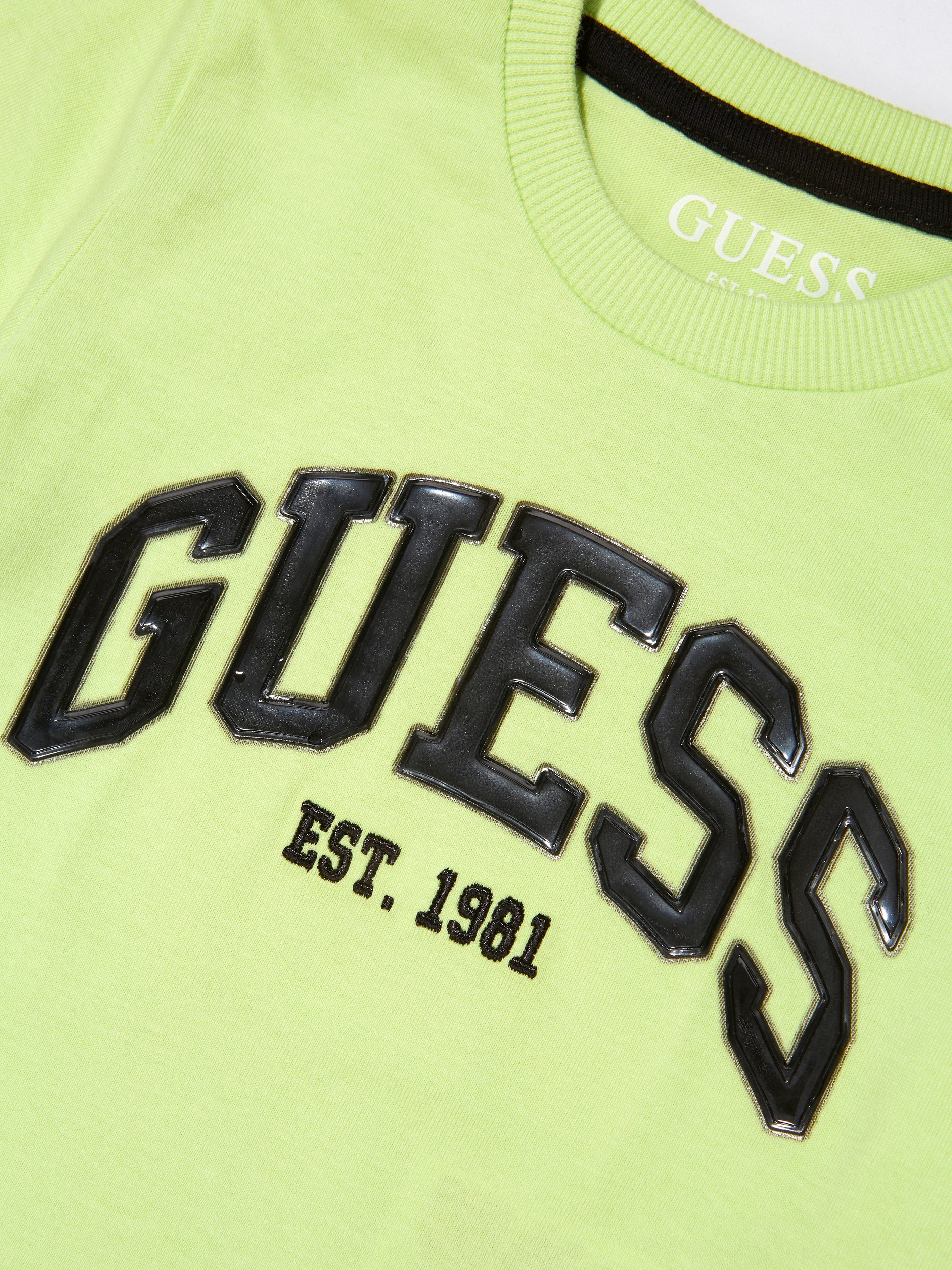 Guess Boys Logo T-Shirt in Lime