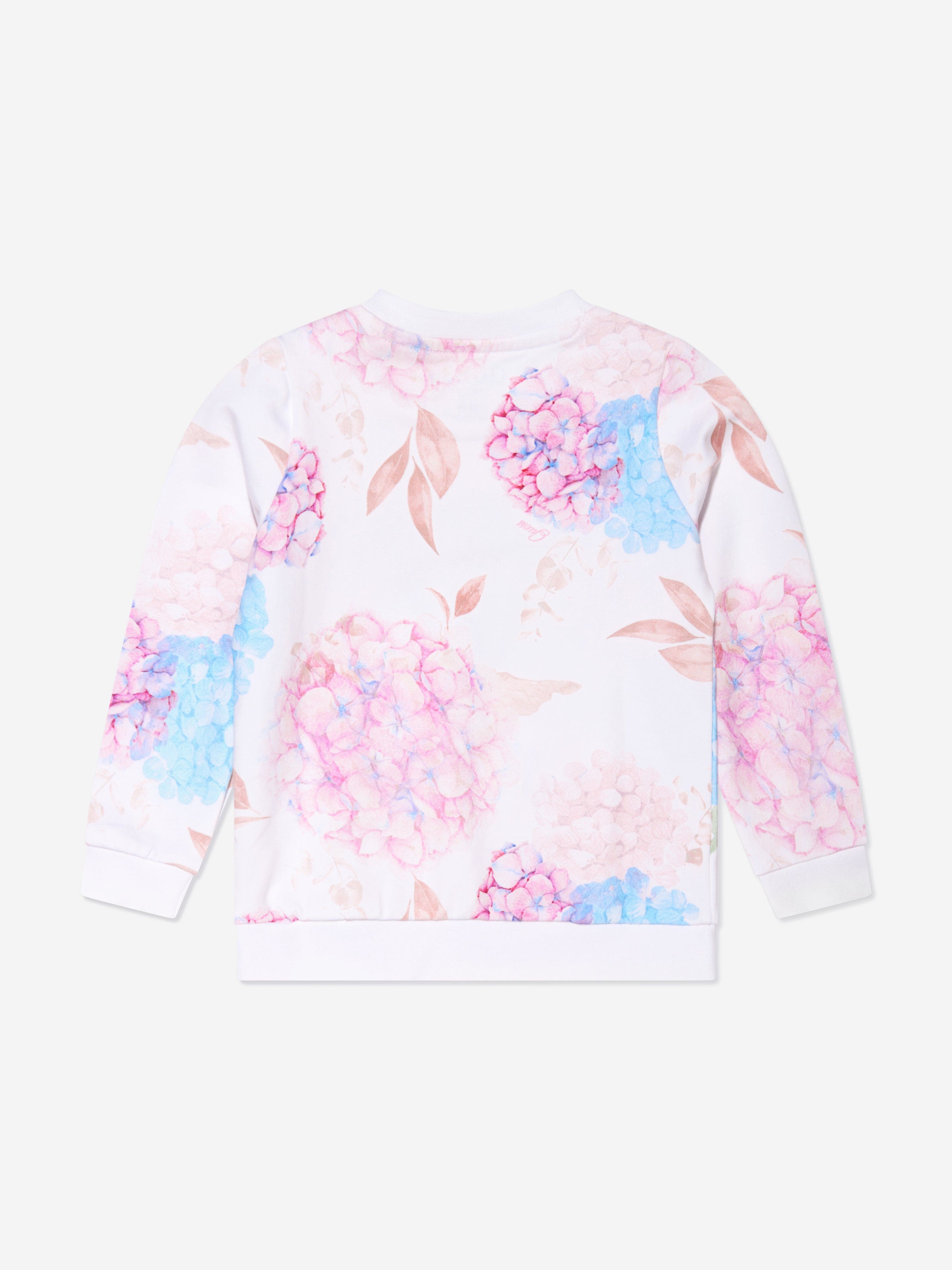 Guess Girls Floral Print Sweatshirt in White