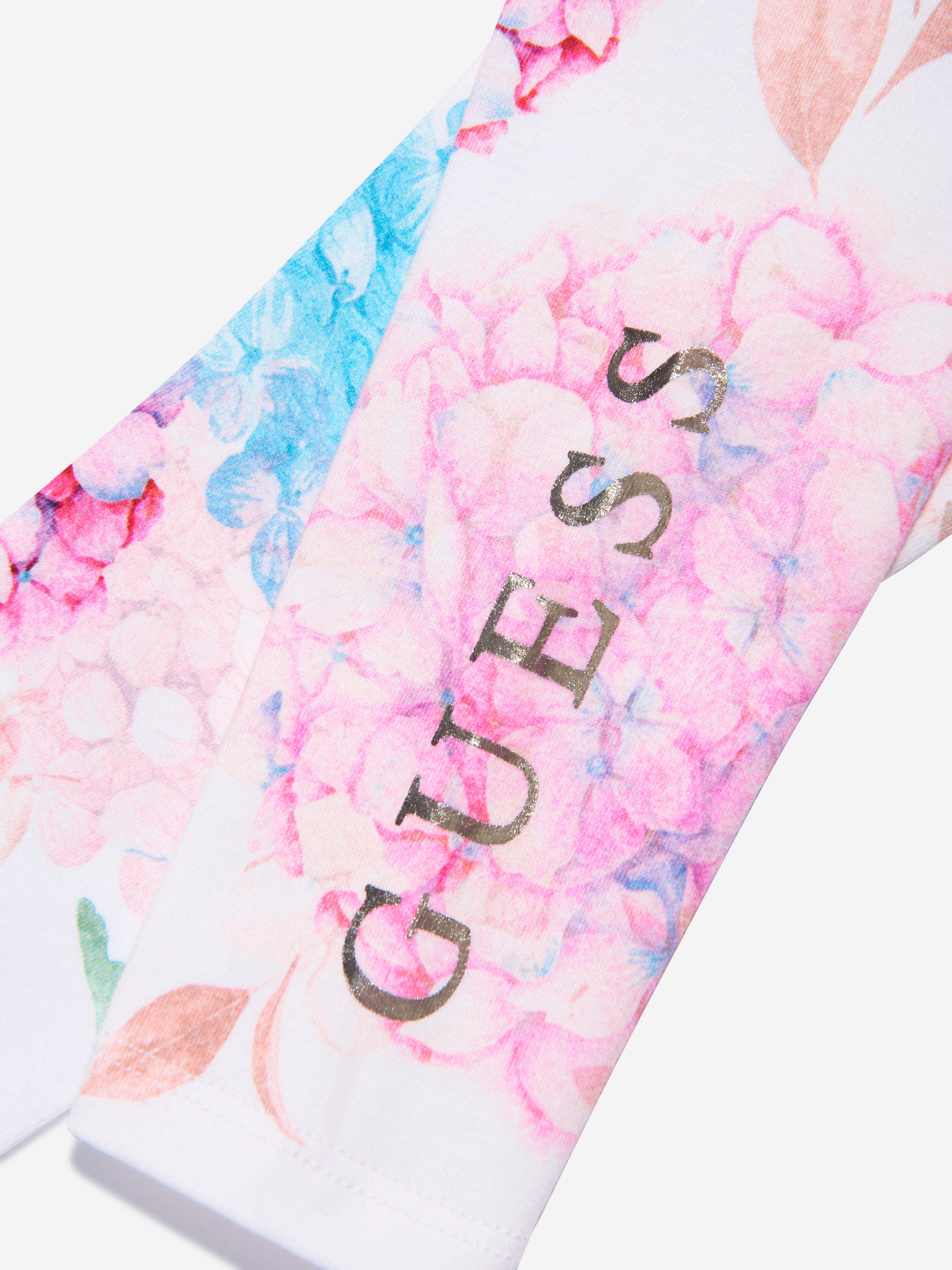 Guess Girls Floral Leggings in White