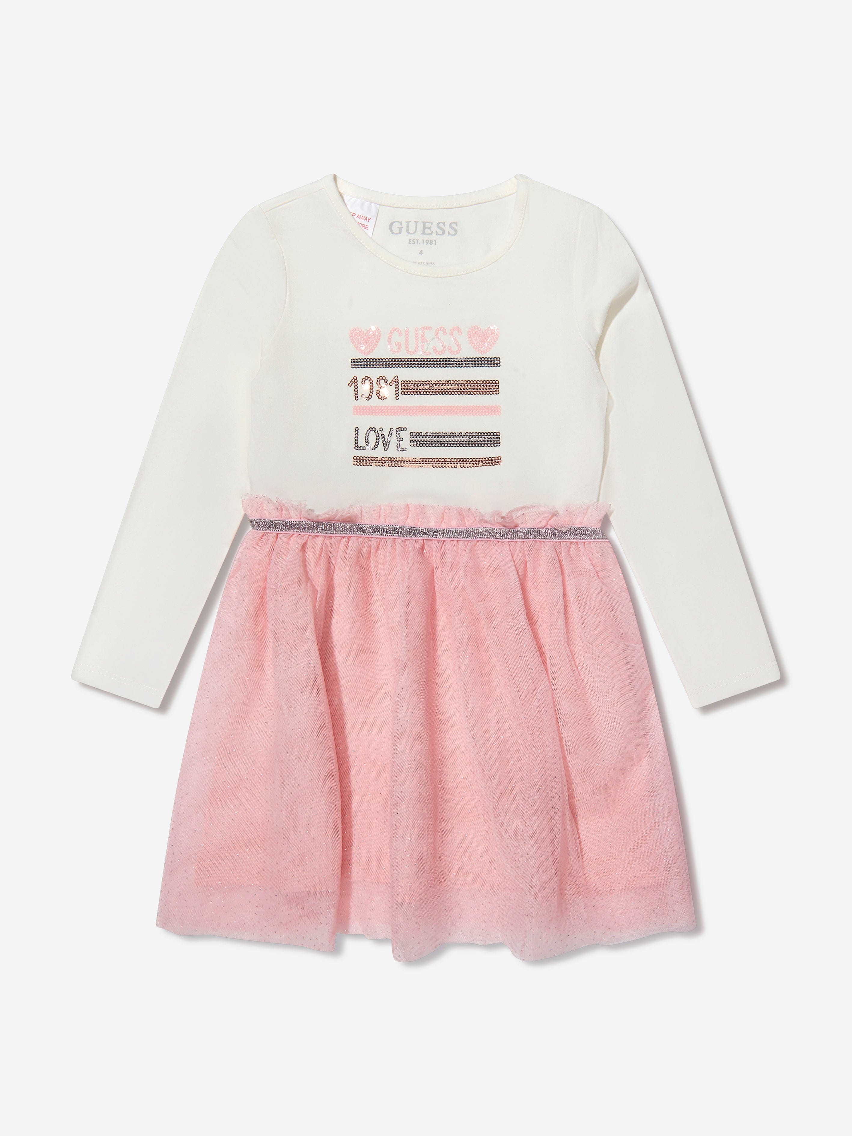 Guess Girls Jersey & Tulle Dress