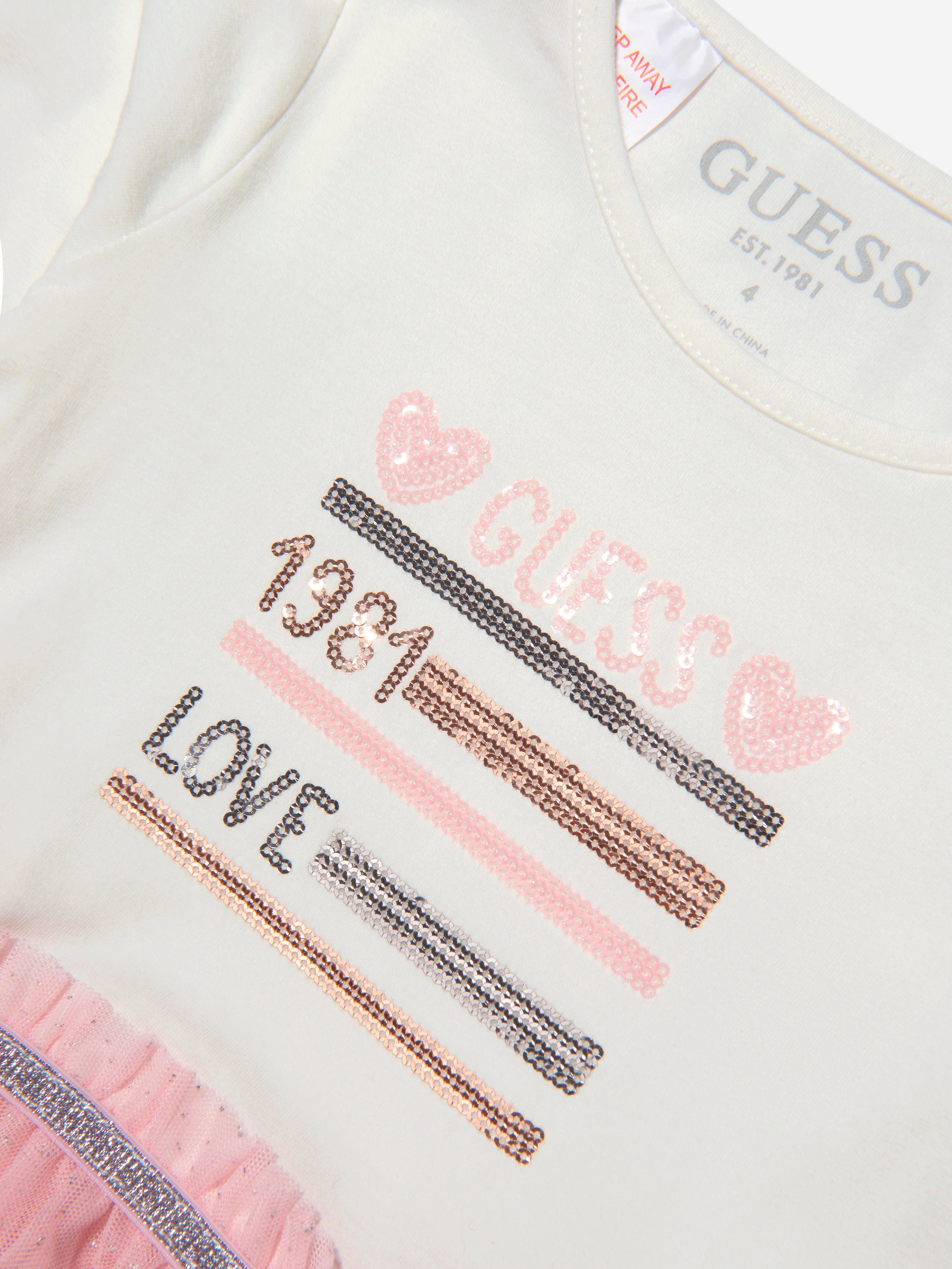 Guess Girls Jersey & Tulle Dress