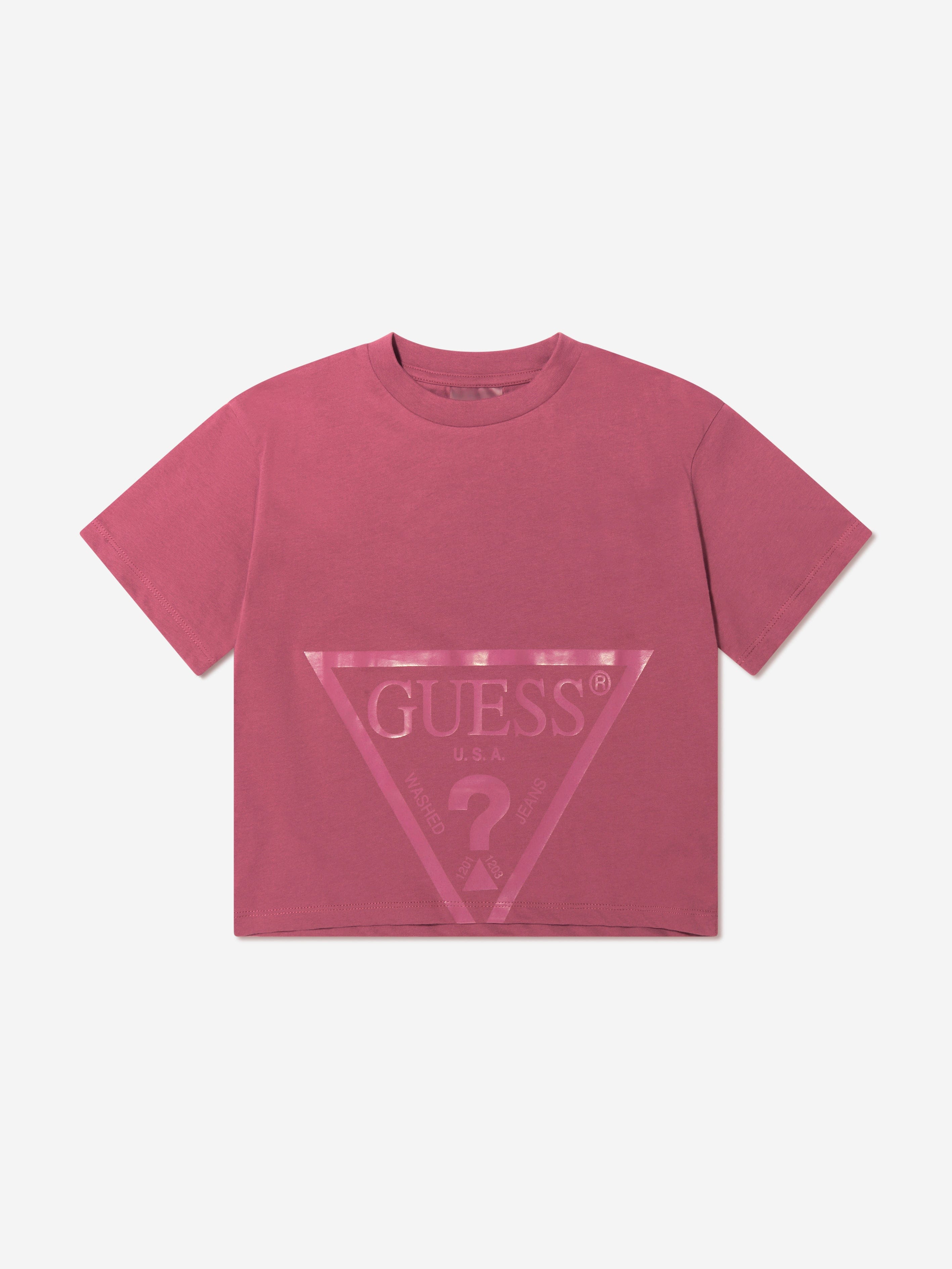 Guess Girls Logo Print Cropped T-Shirt