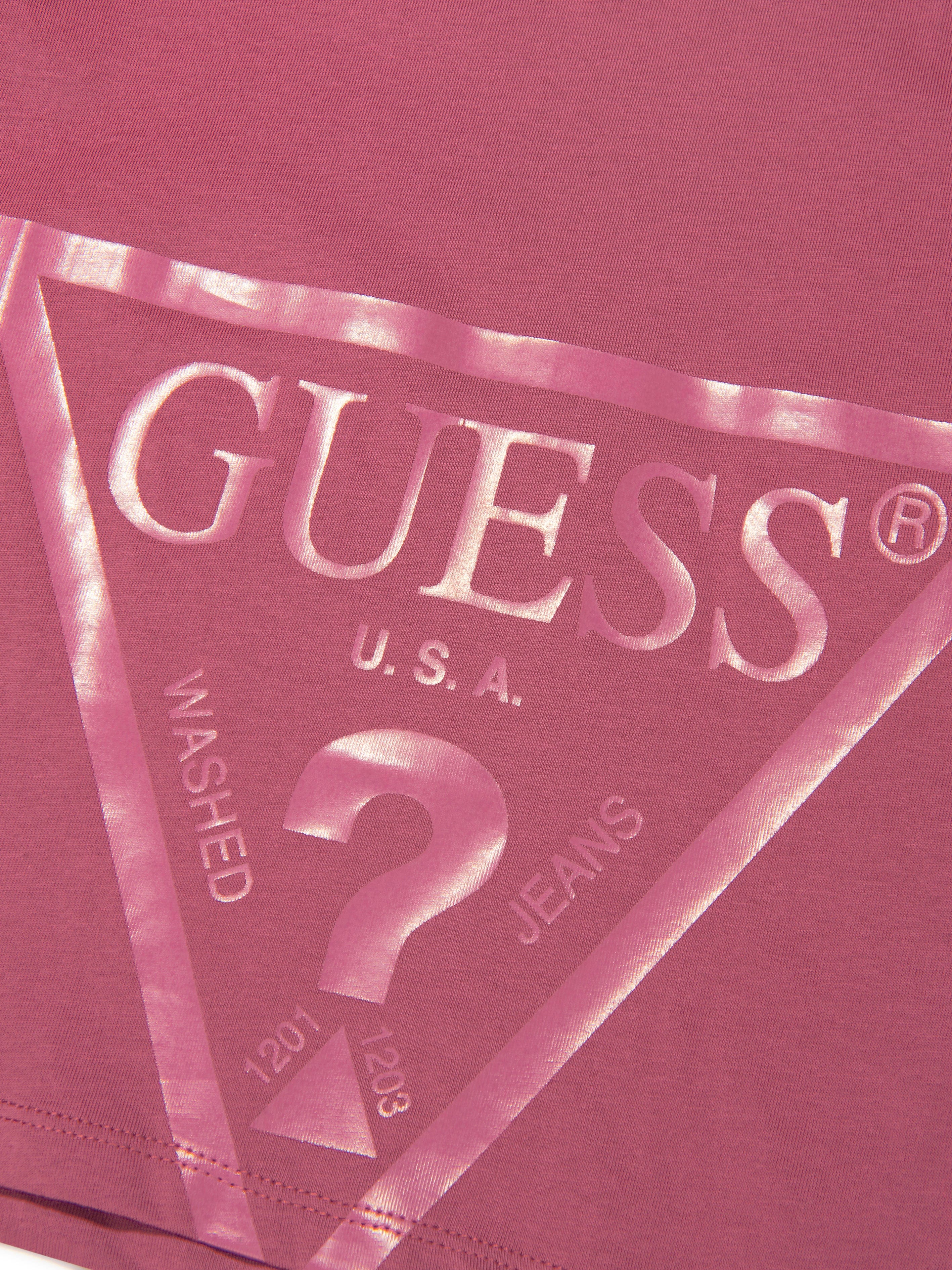 Guess Girls Logo Print Cropped T-Shirt