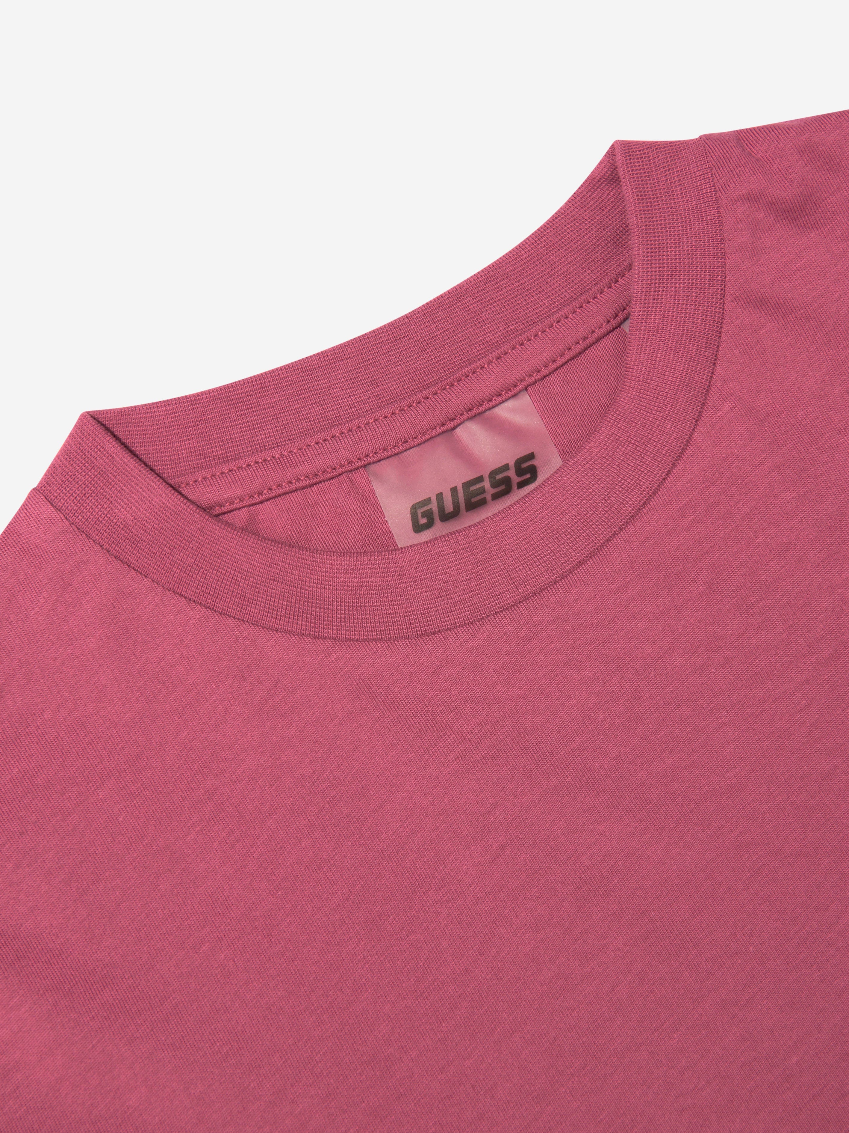 Guess Girls Logo Print Cropped T-Shirt