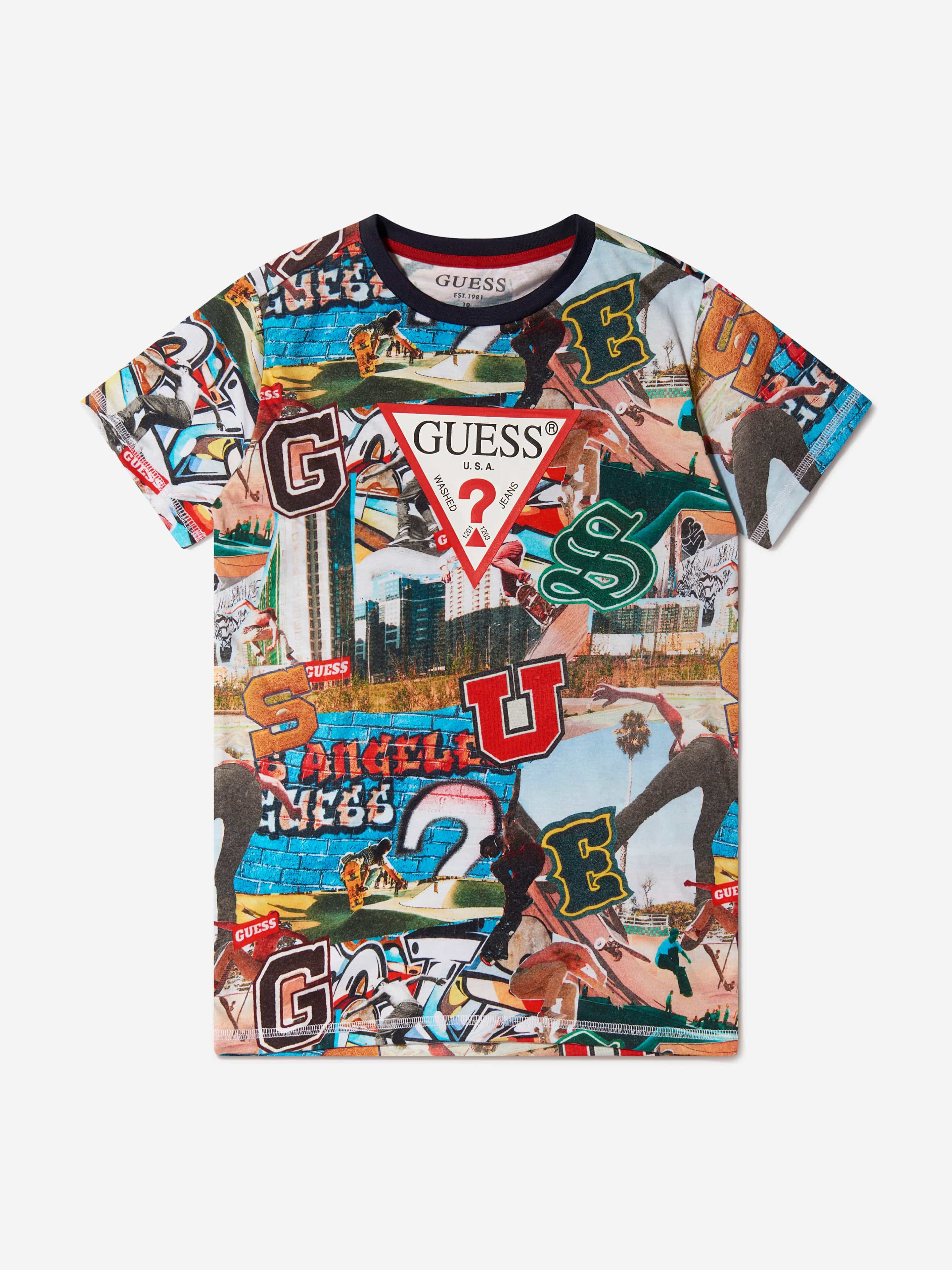 Guess Boys Graffiti Print T-Shirt