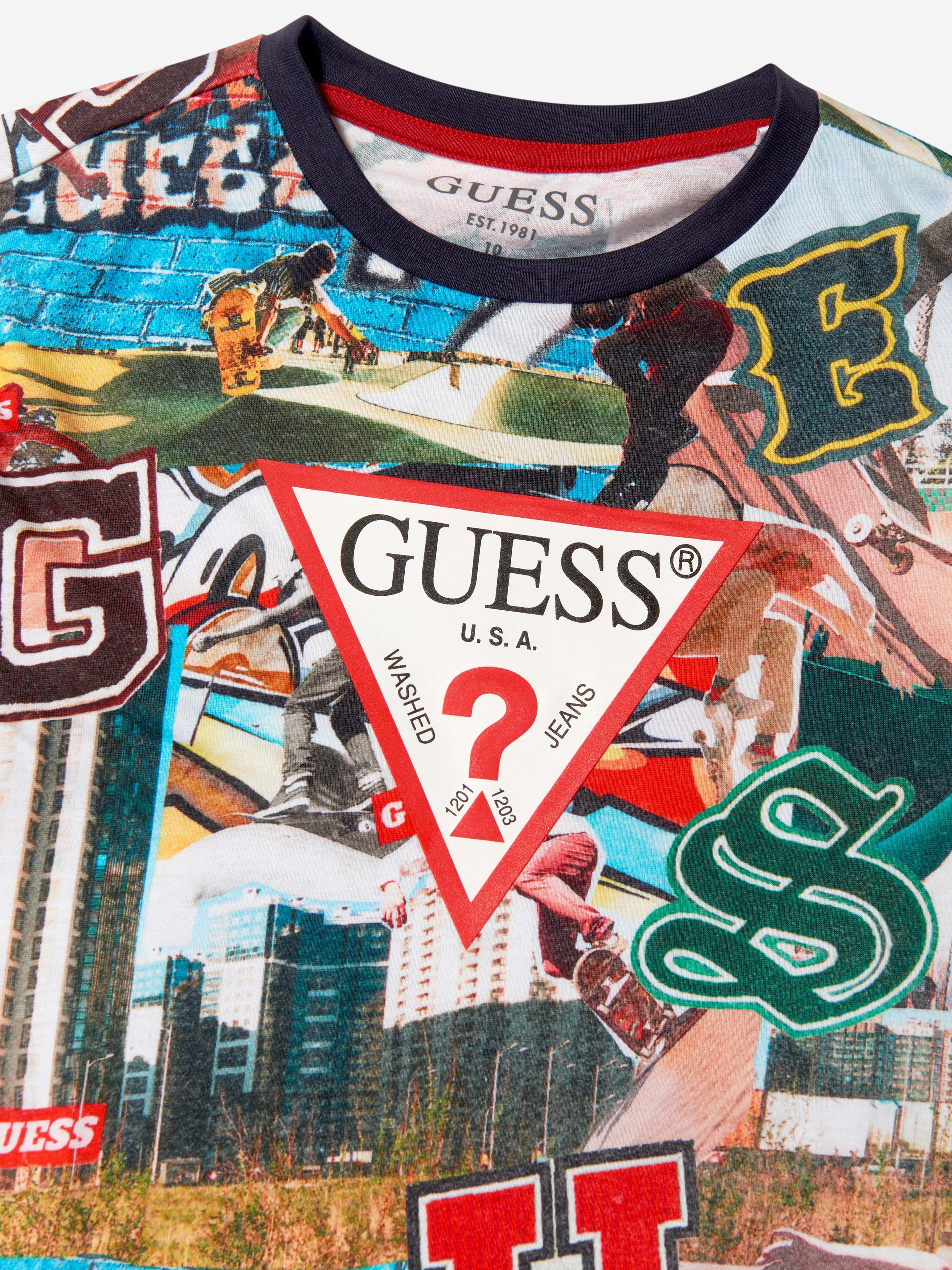 Guess Boys Graffiti Print T-Shirt