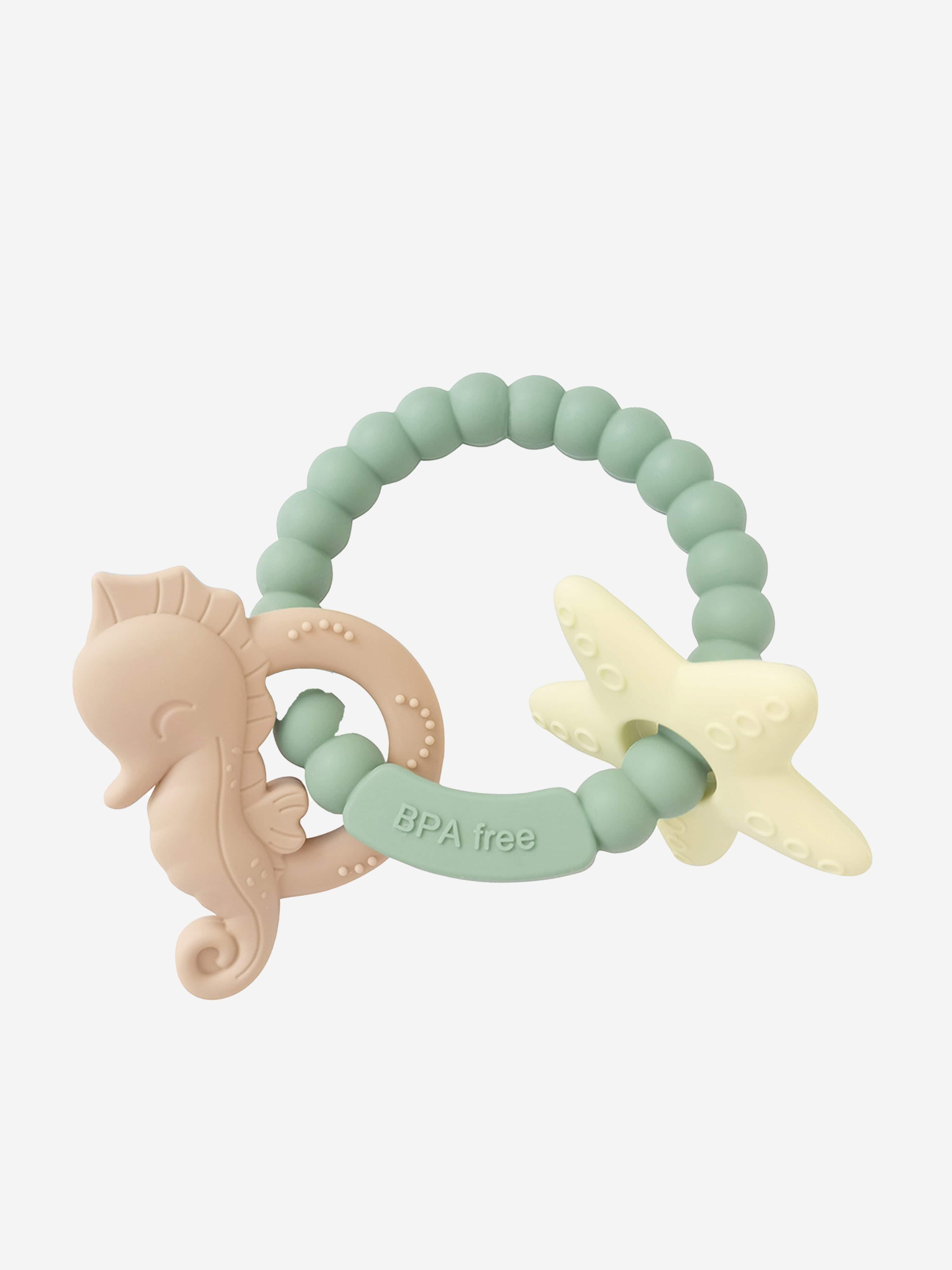 Baby Seahorse and Starfish Teether in Green