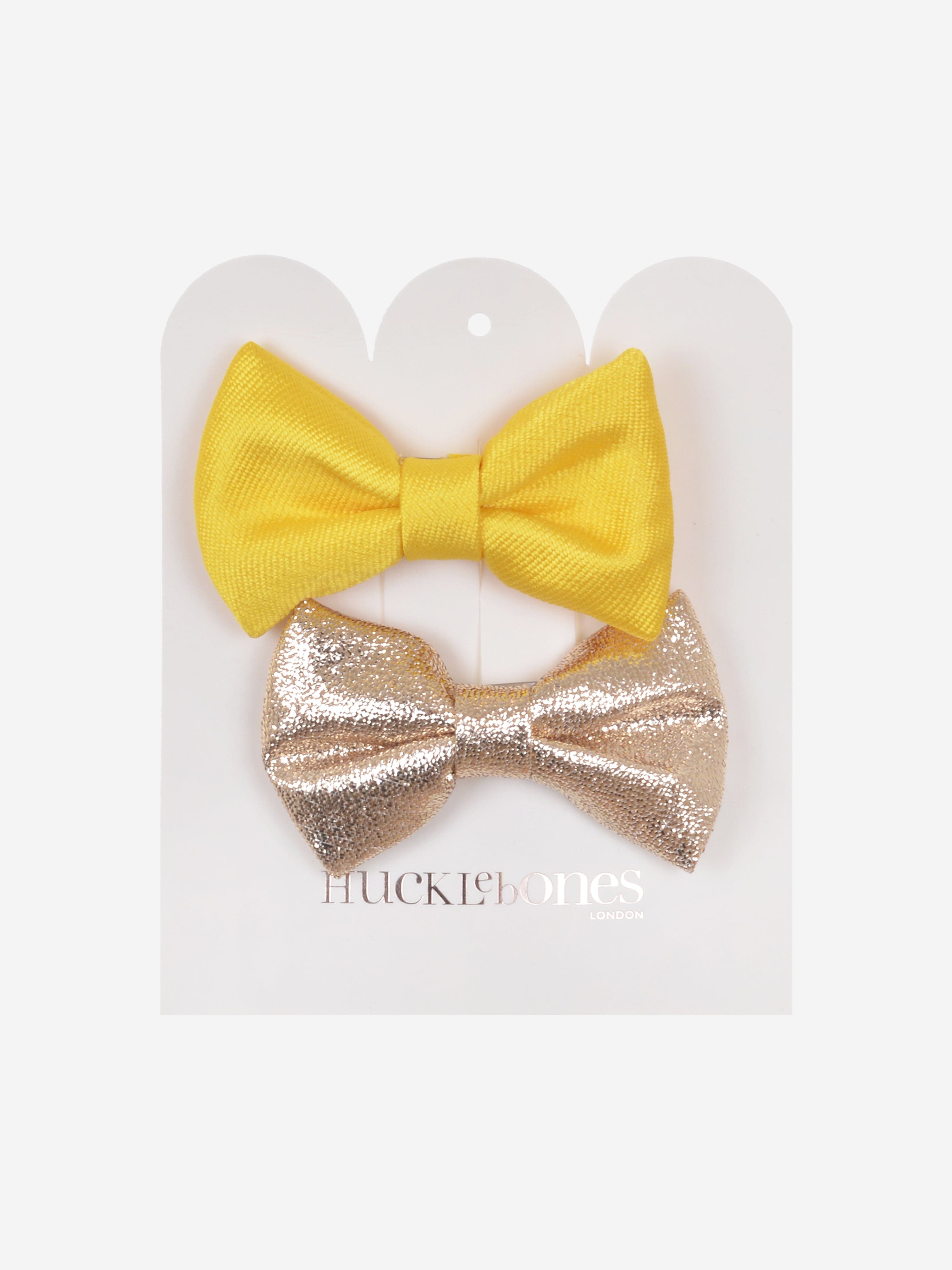 Hucklebones Girls Bow Hairclip Set in Gold