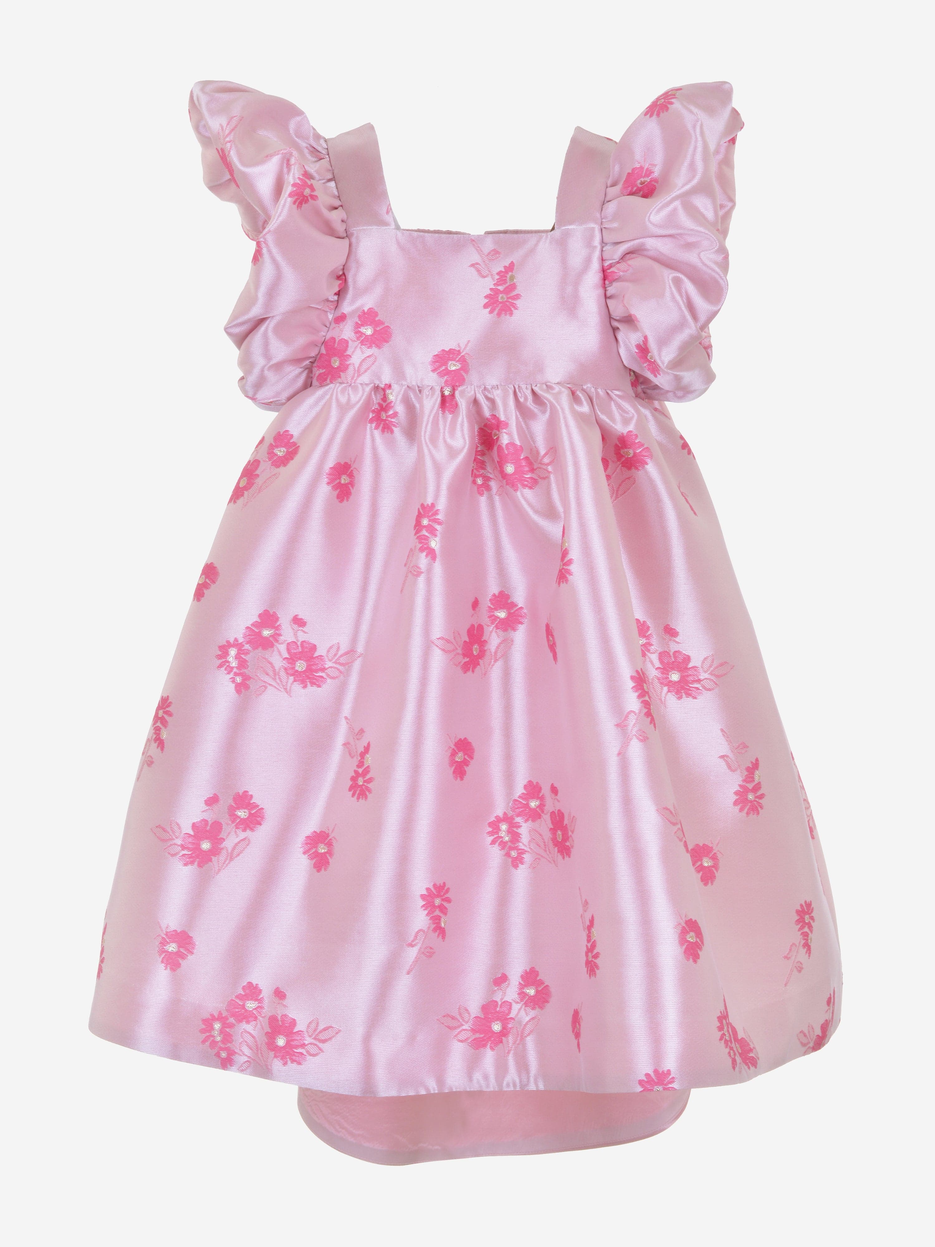 Hucklebones Girls Twisted Sleeve High Low Dress in Pink