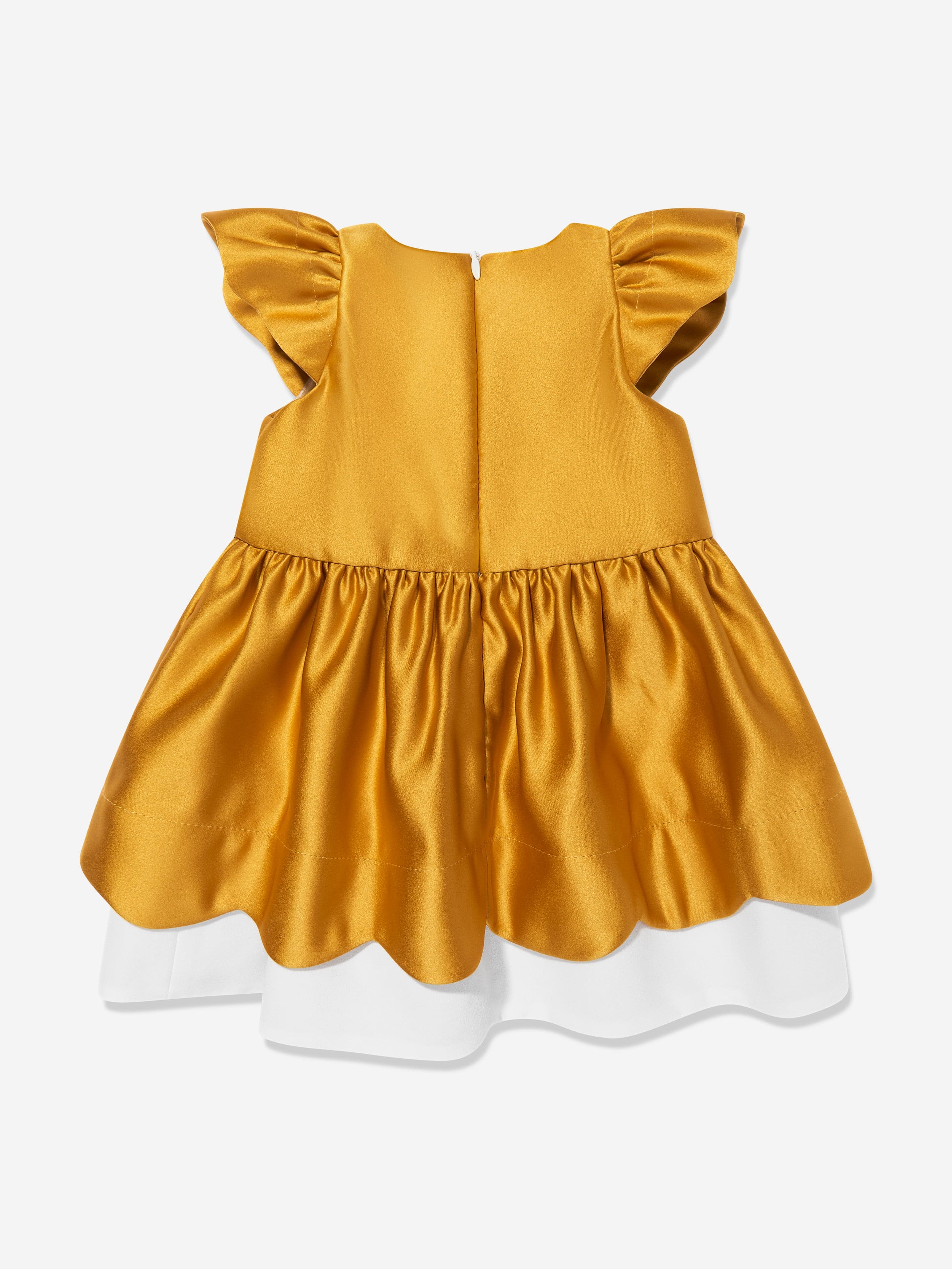 Hucklebones Baby Girls Scalloped Bodice Dress and Bloomers in Yellow
