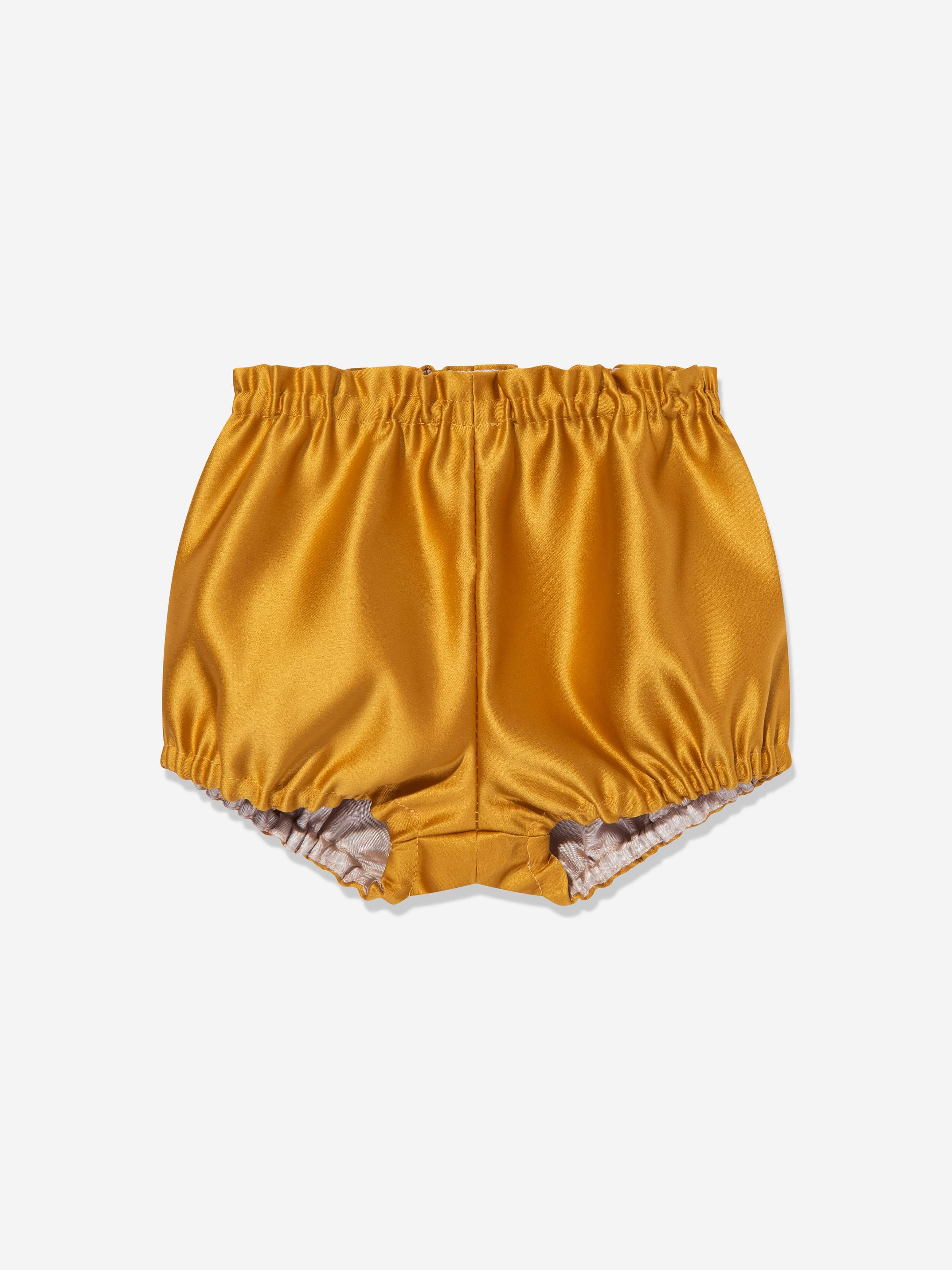 Hucklebones Baby Girls Scalloped Bodice Dress and Bloomers in Yellow