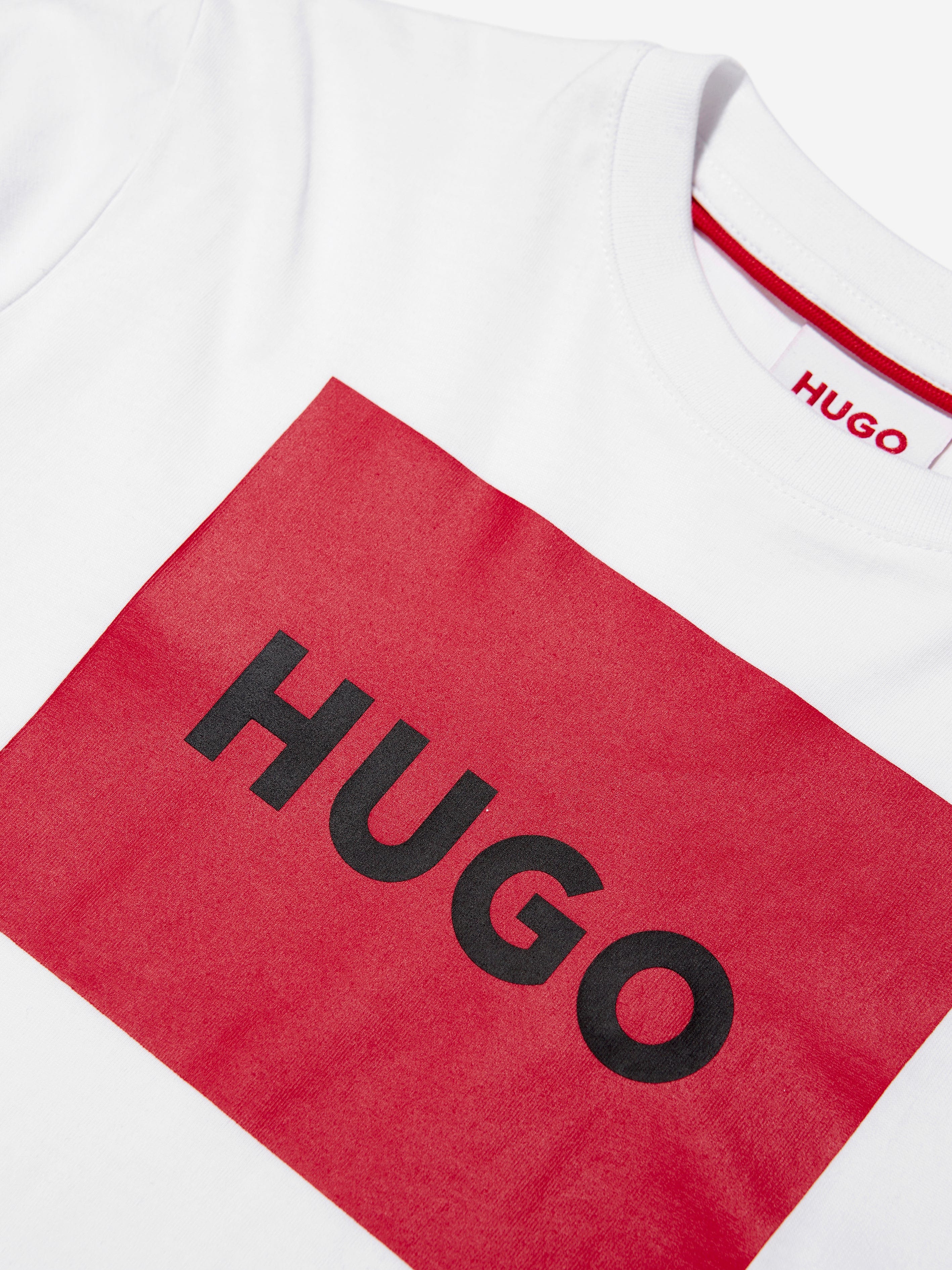 Hugo Boys Square Logo T-Shirt in White