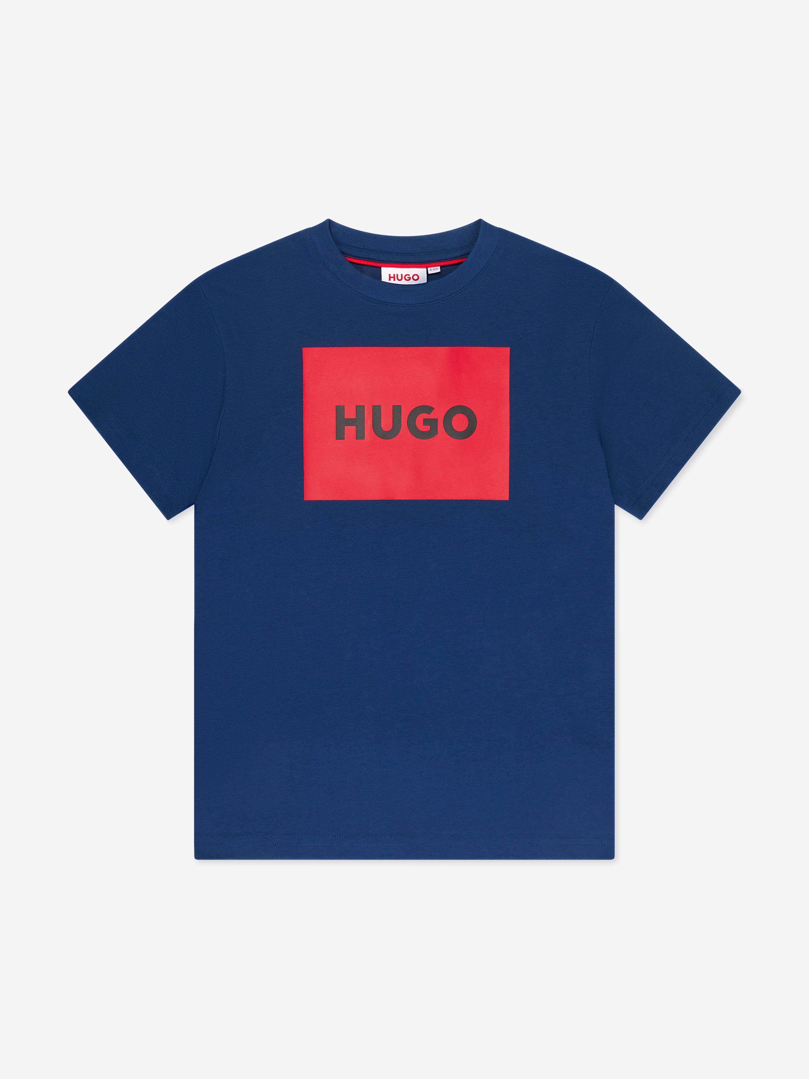 Hugo Boys Square Logo T-Shirt in Blue