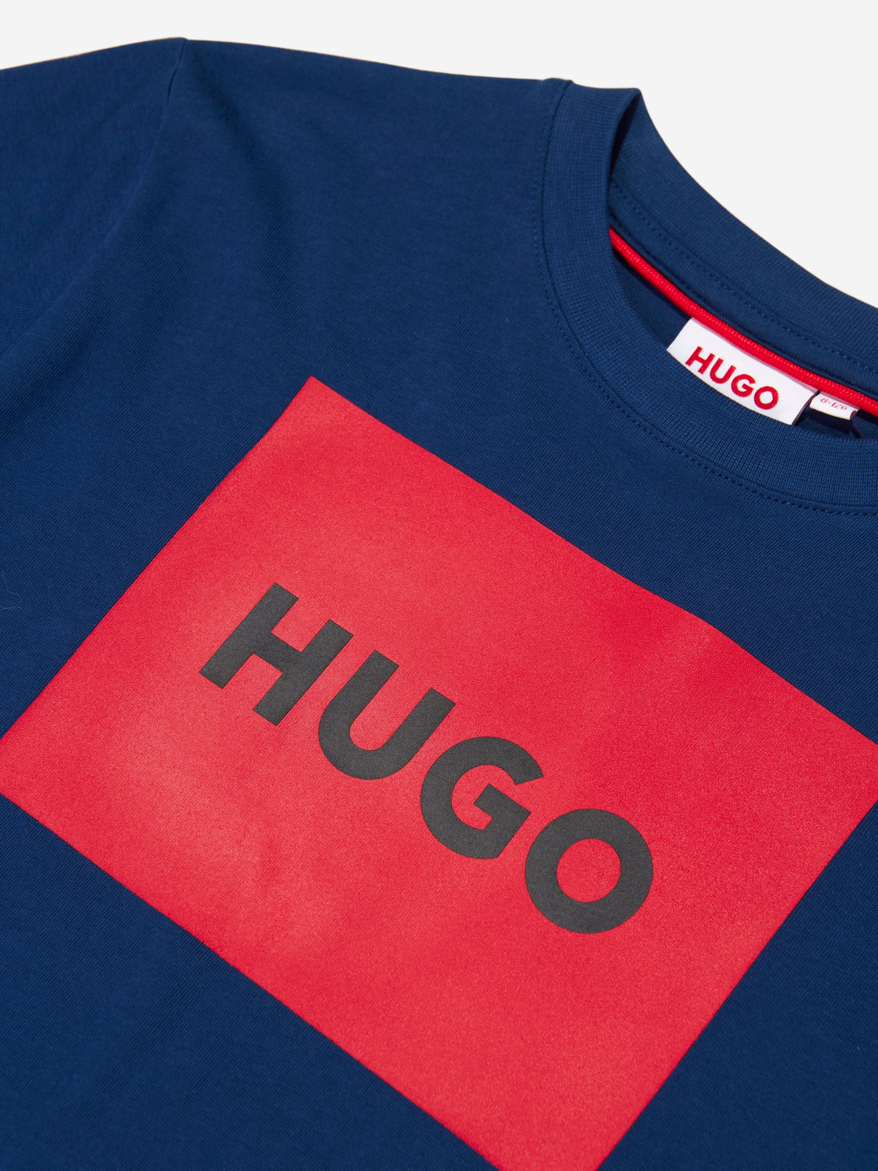 Hugo Boys Square Logo T-Shirt in Blue