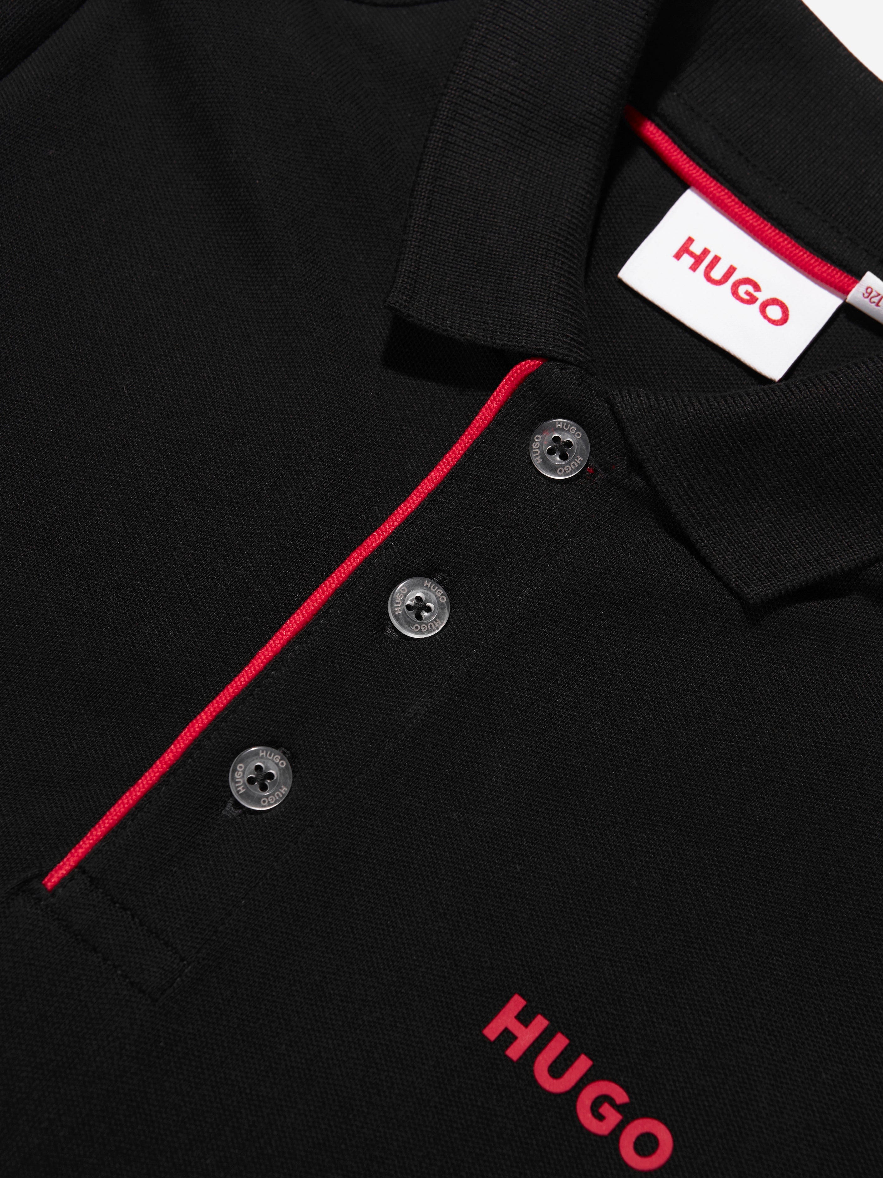 Hugo Boys Long Sleeve Polo Shirt in Black