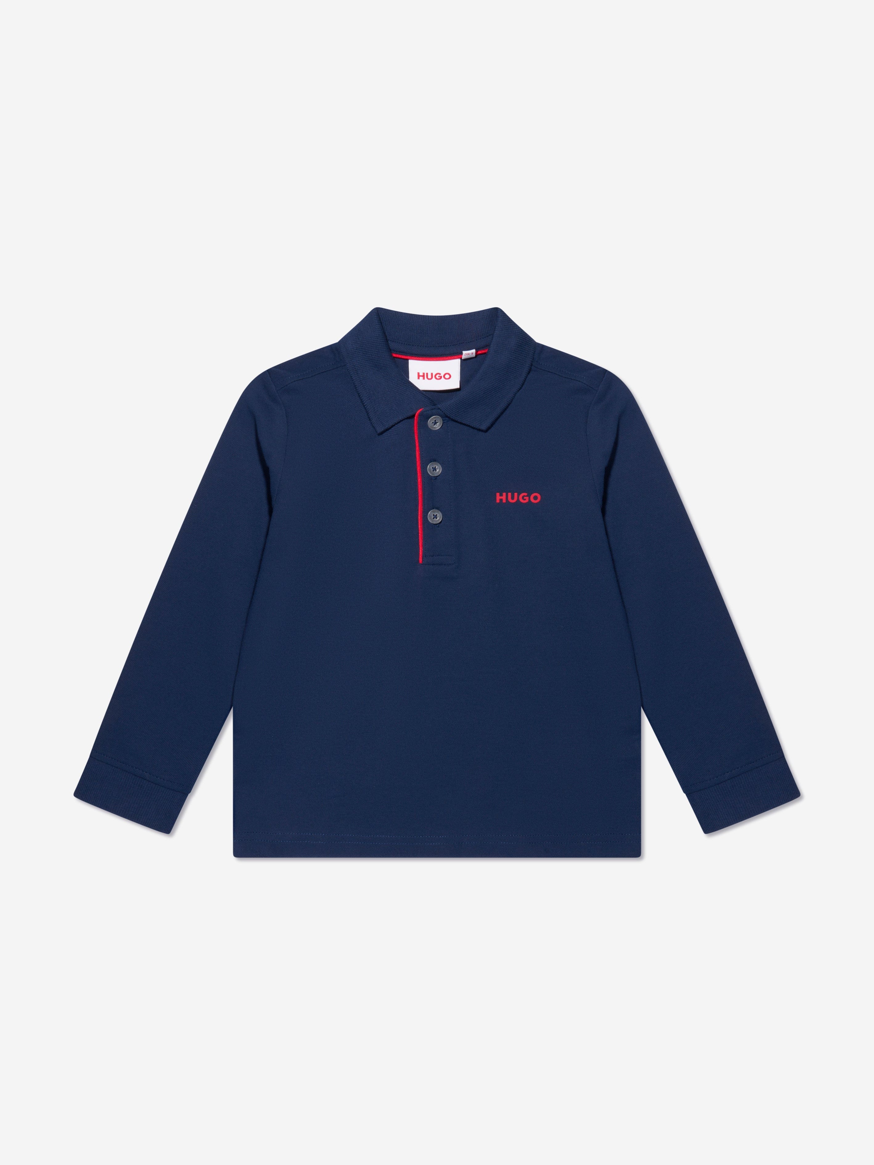 Hugo Boys Long Sleeve Polo Shirt in Blue