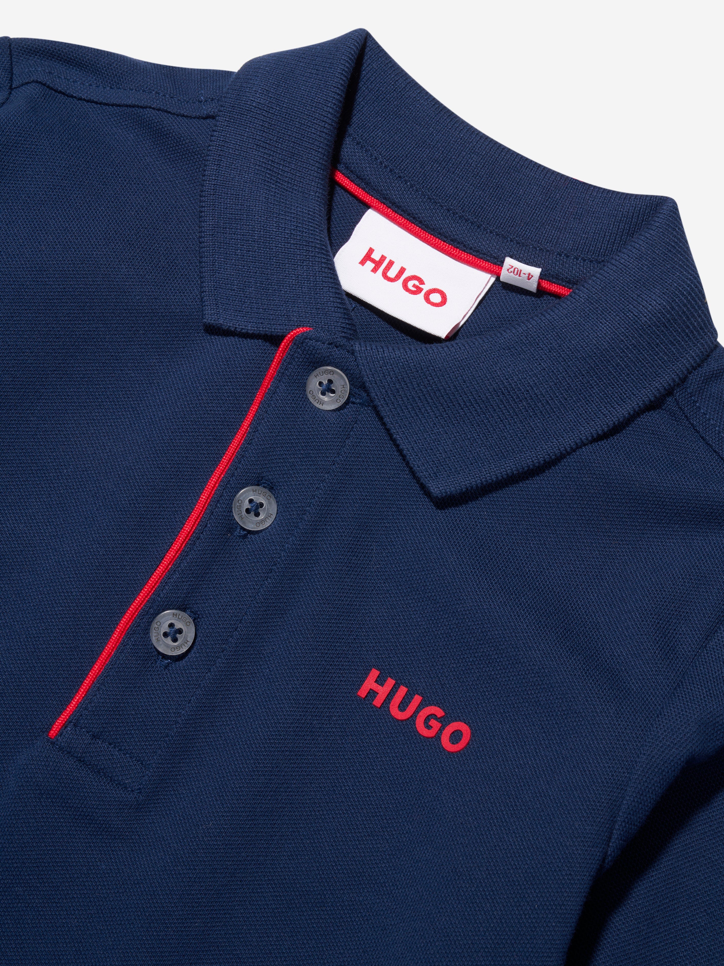 Hugo Boys Long Sleeve Polo Shirt in Blue