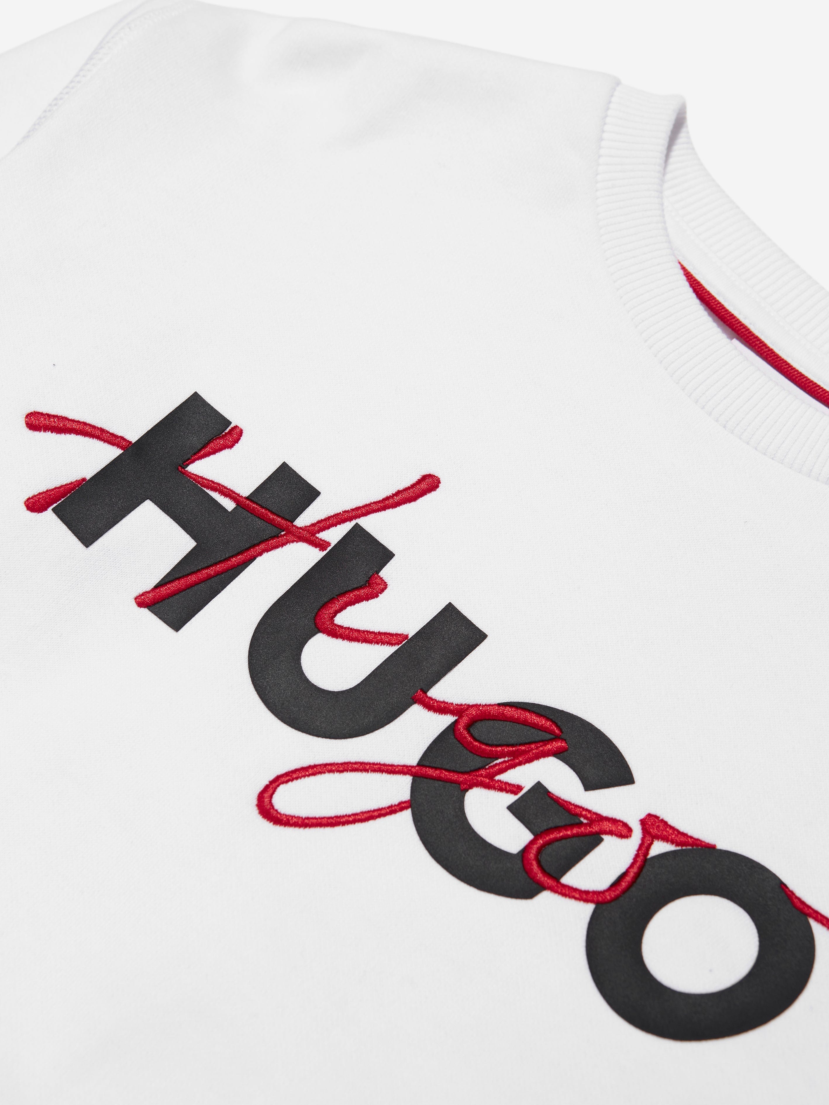 Hugo Boys Logo Sweatshirt in White