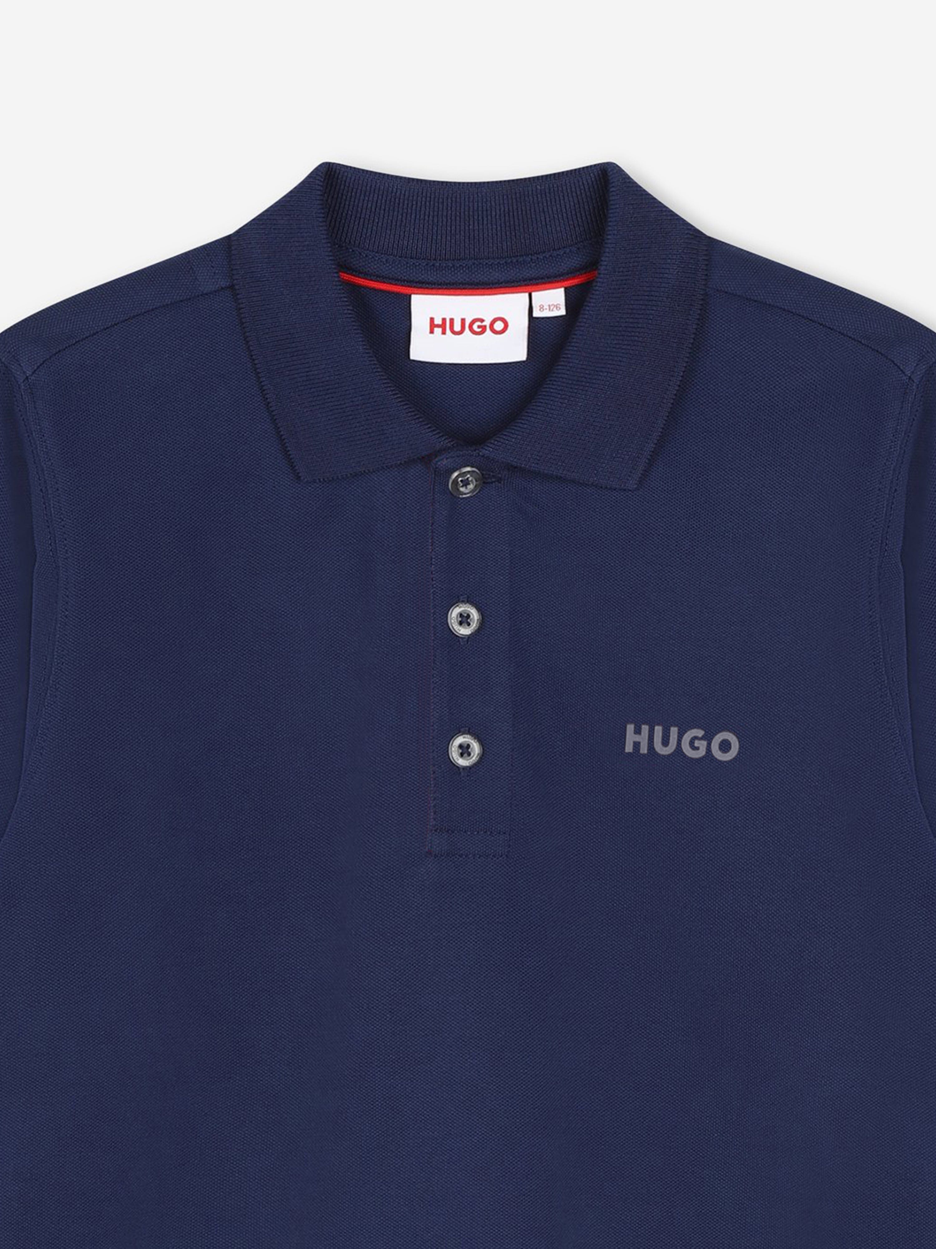 Hugo Boys Long Sleeve Polo Shirt in Blue