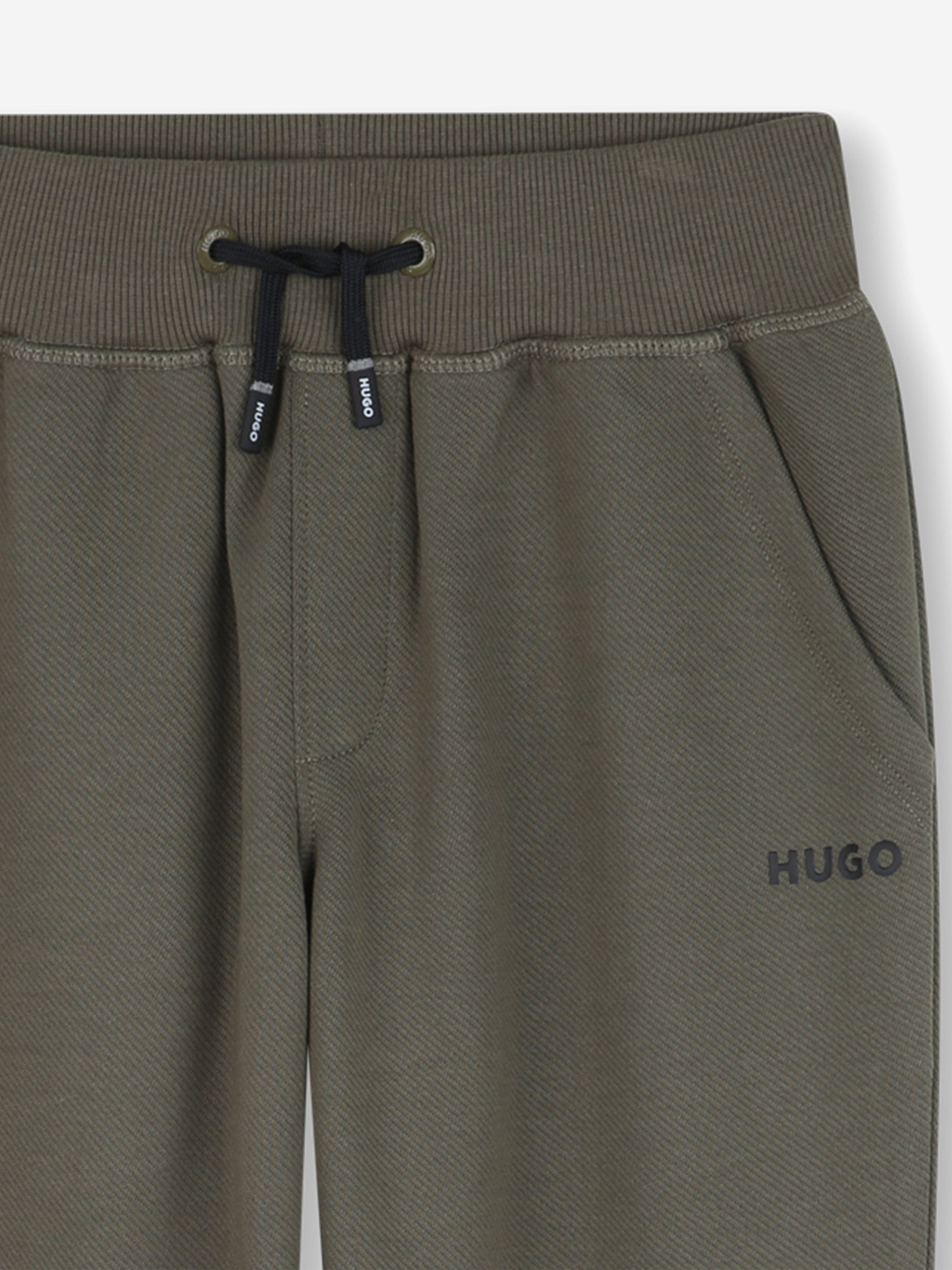 Hugo Boys Logo Print Joggers in Green