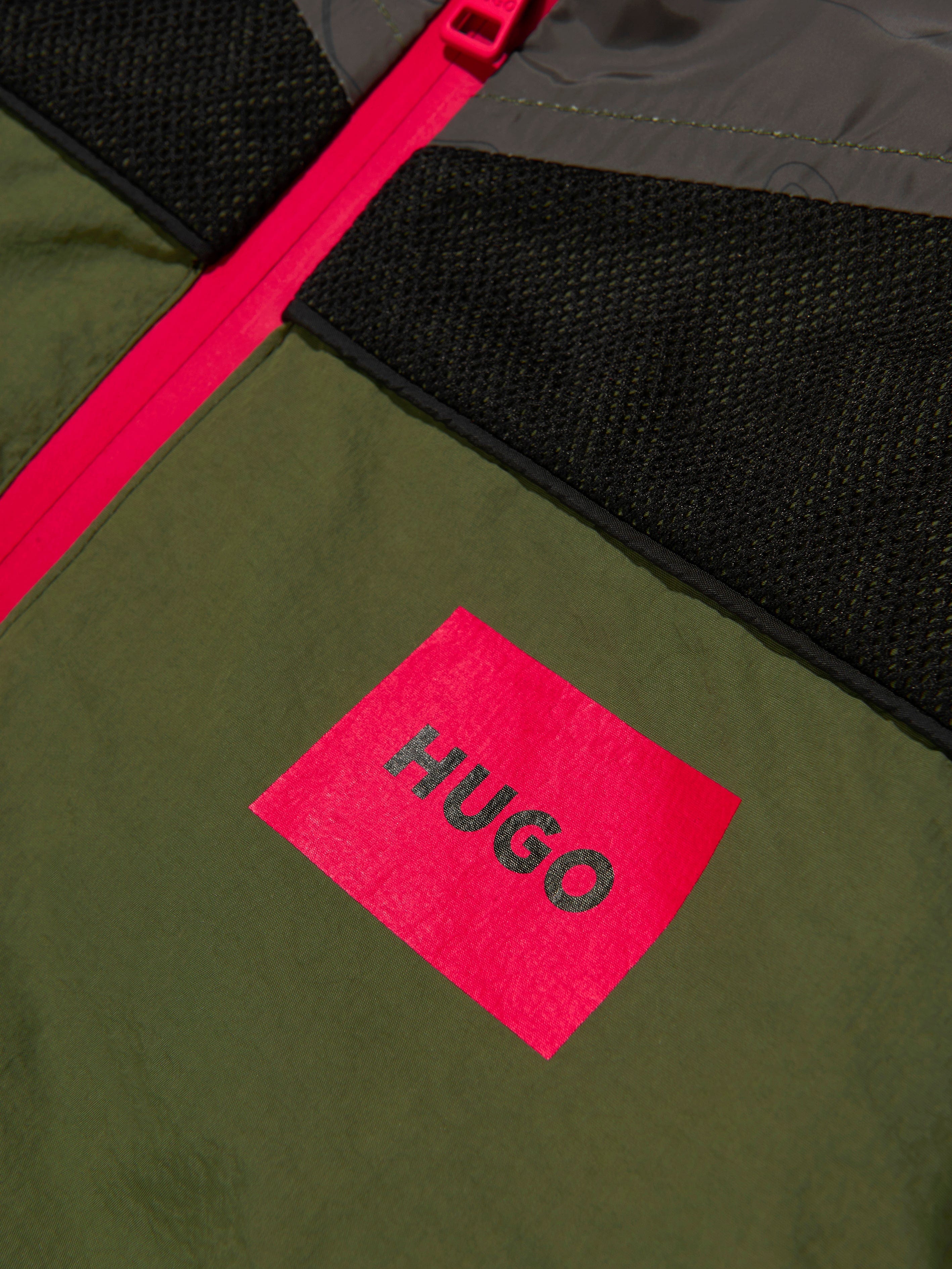 Hugo Boys Hooded Windbreaker in Khaki