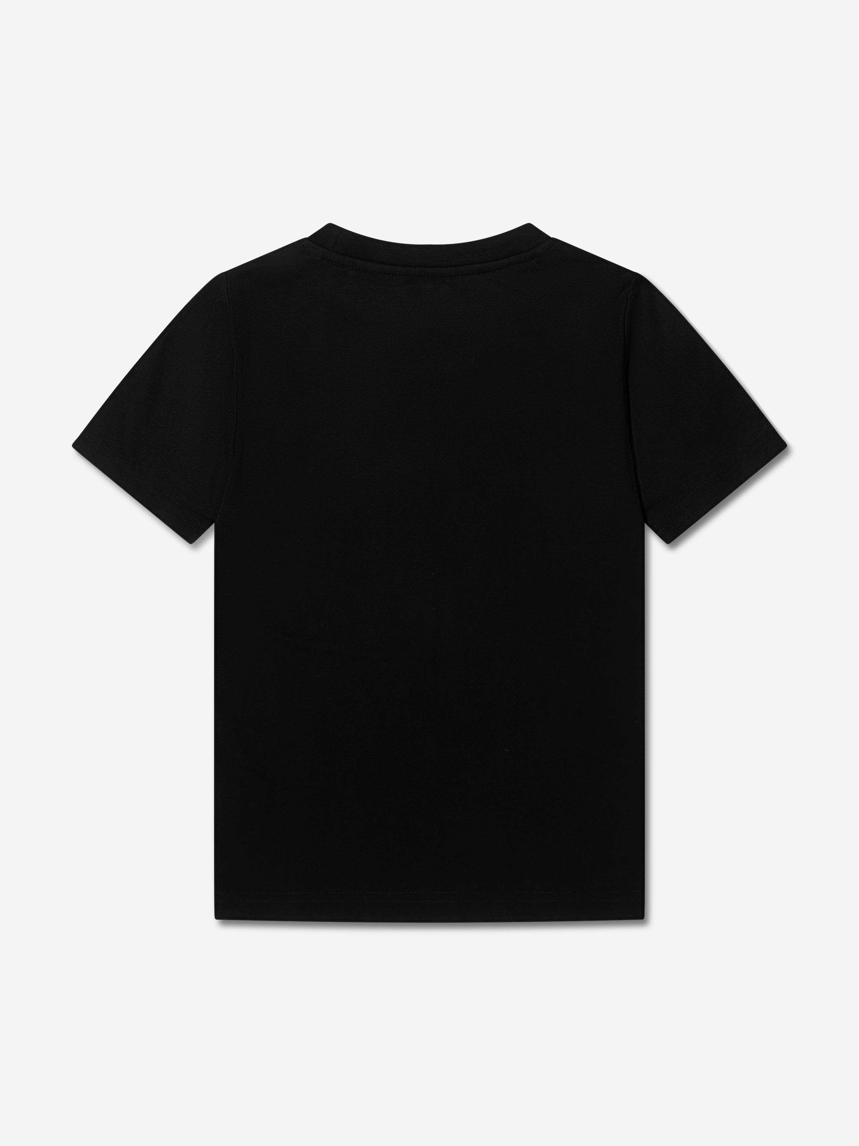 Hugo Boys Organic Cotton Logo Print T-Shirt in Black