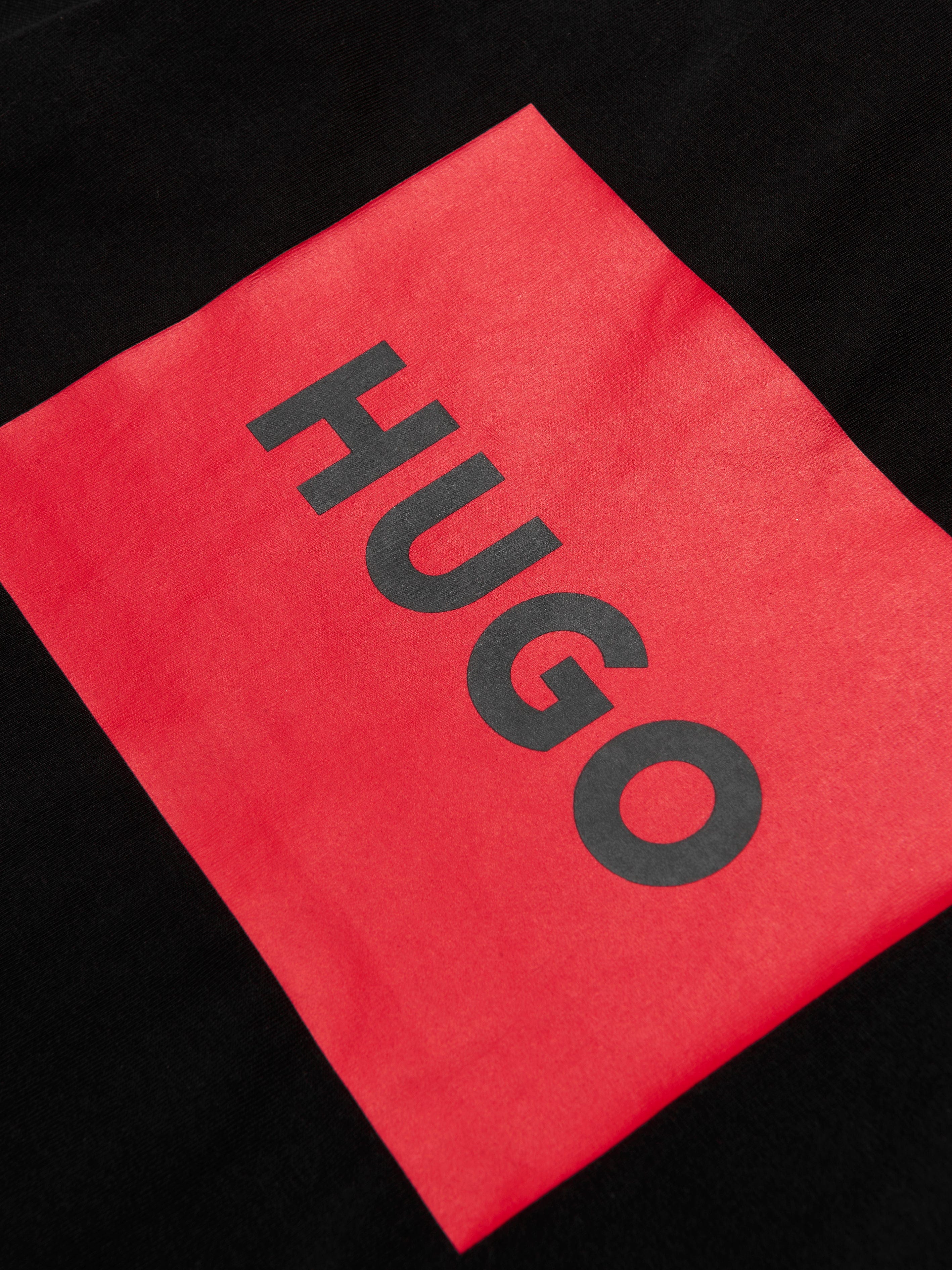 Hugo Boys Organic Cotton Logo Print T-Shirt in Black