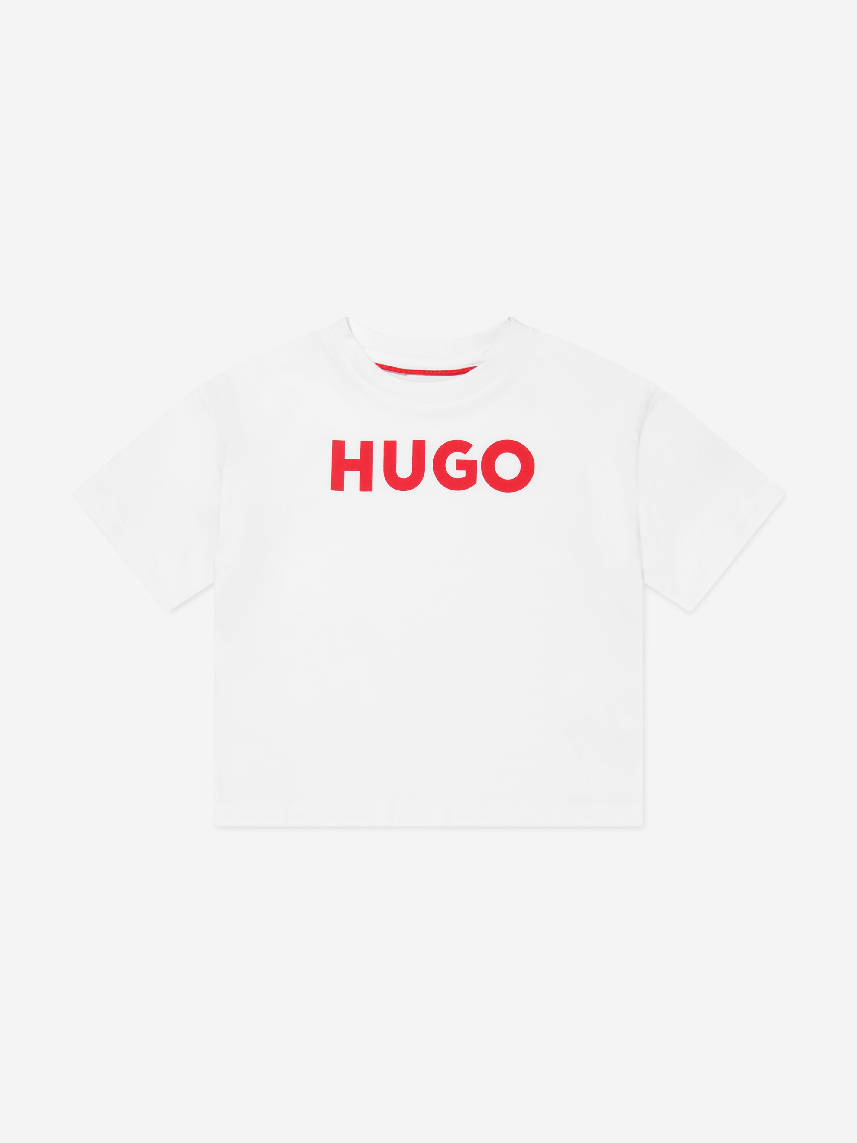 Hugo Boys Organic Cotton Logo Print T-Shirt in White