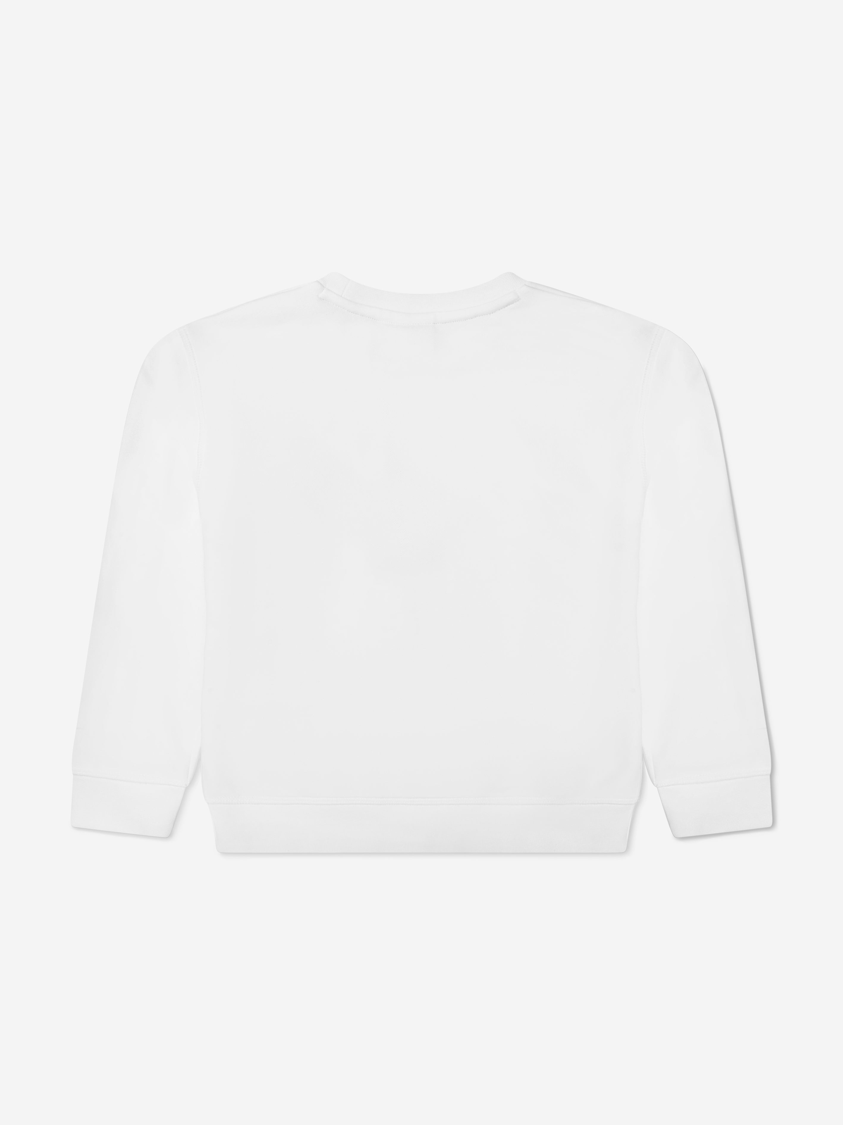 Hugo Boys Organic Cotton Logo Print Sweatshirt in White