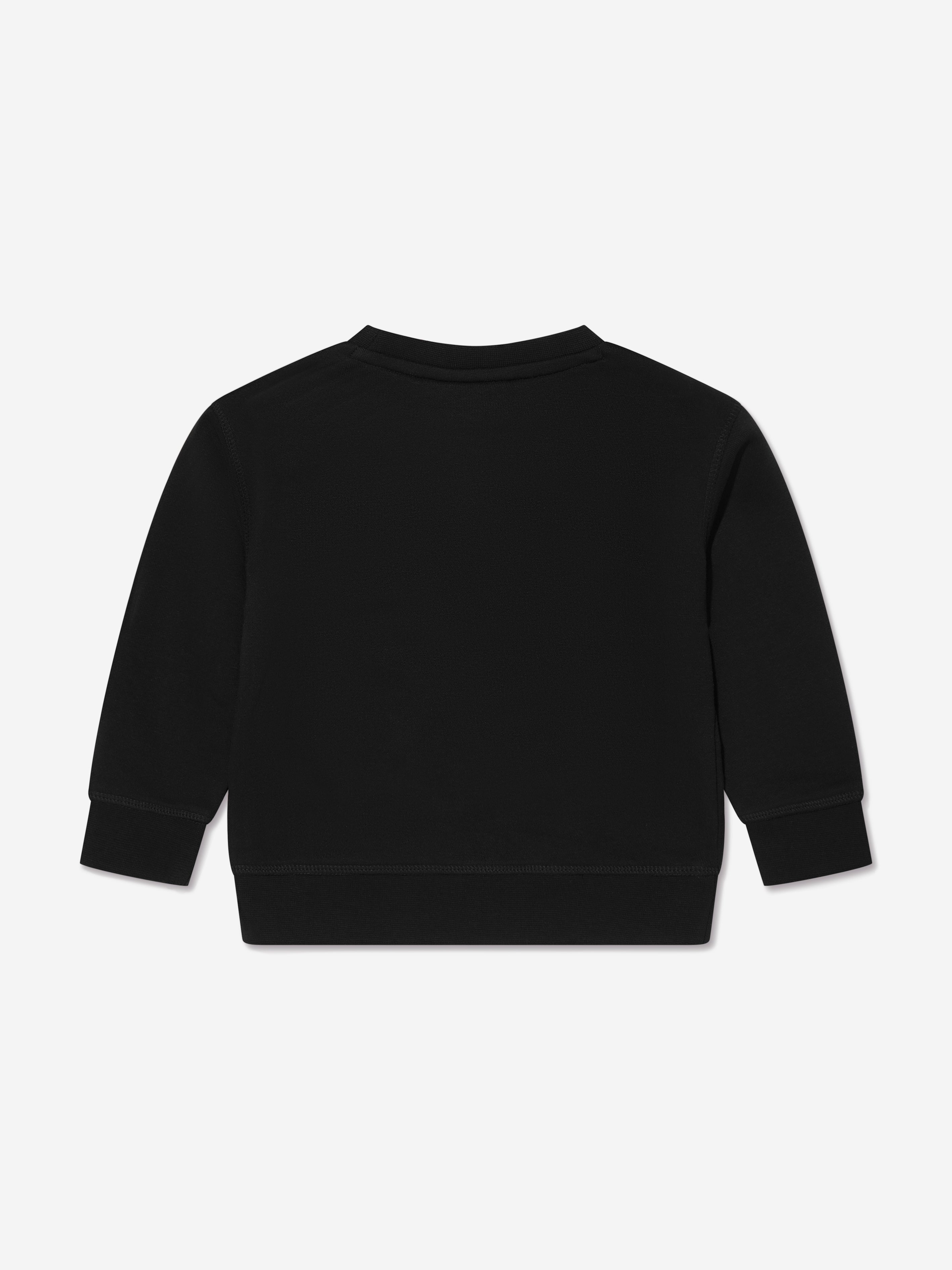 Hugo Boys Organic Cotton Logo Print Sweatshirt in Black