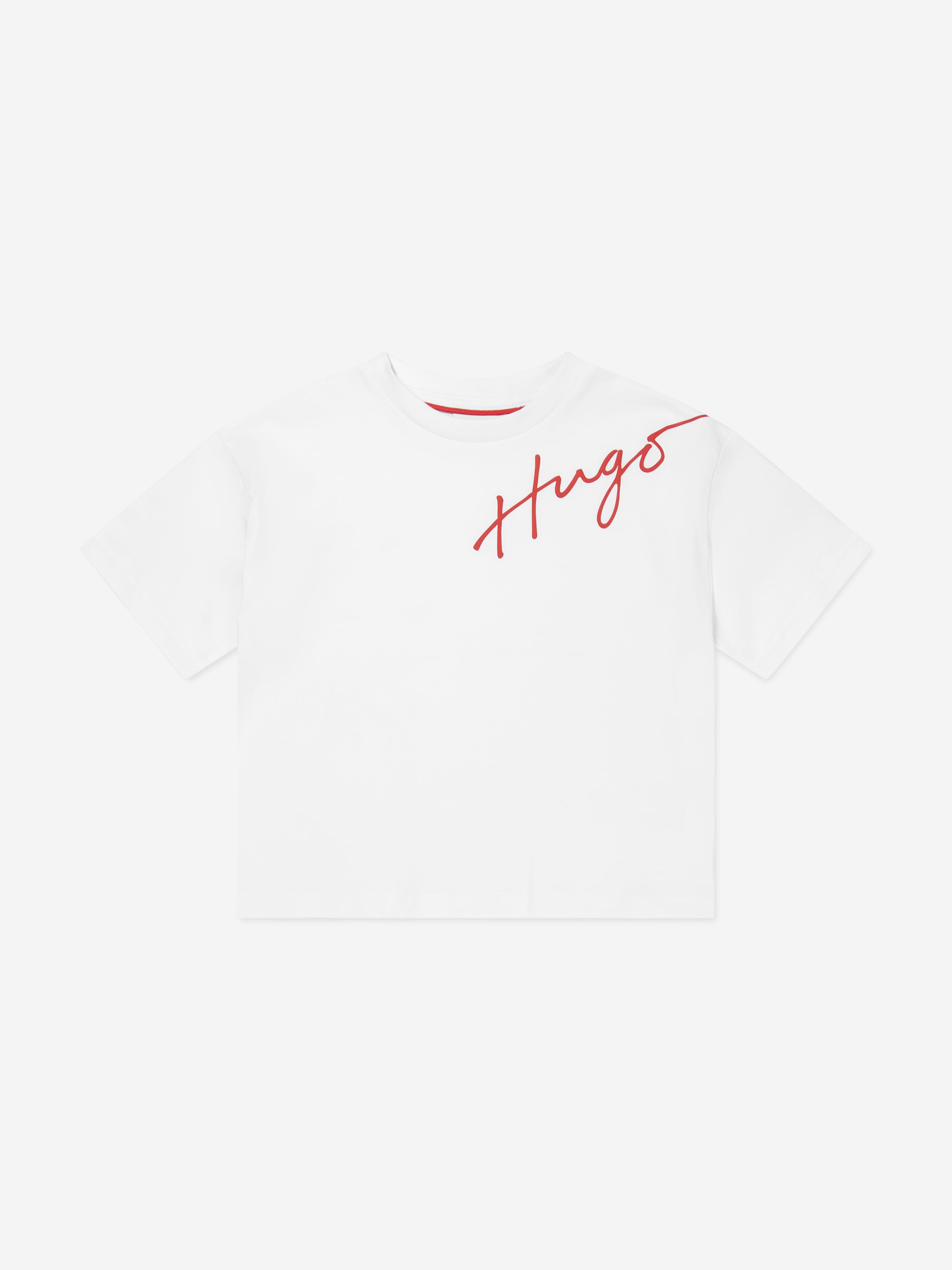 Hugo Boys Organic Cotton Logo Print T-Shirt in White