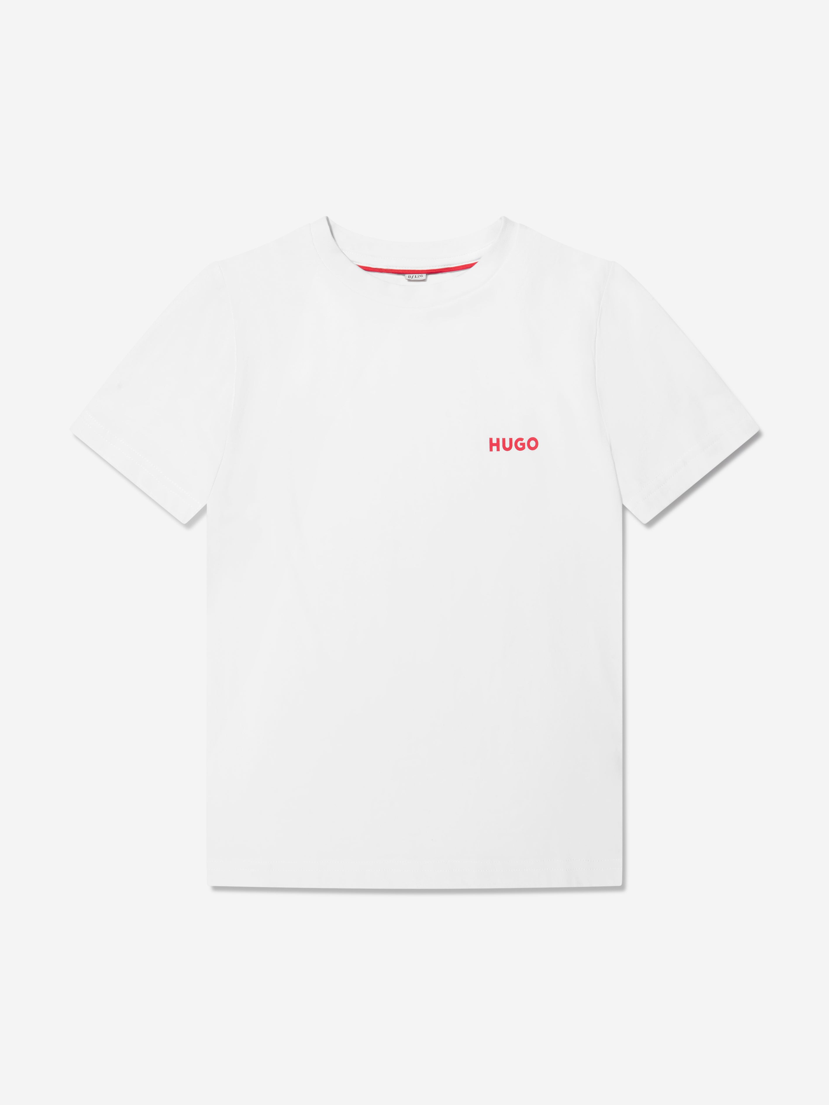 Hugo Boys Organic Cotton Logo Print T-Shirt in White